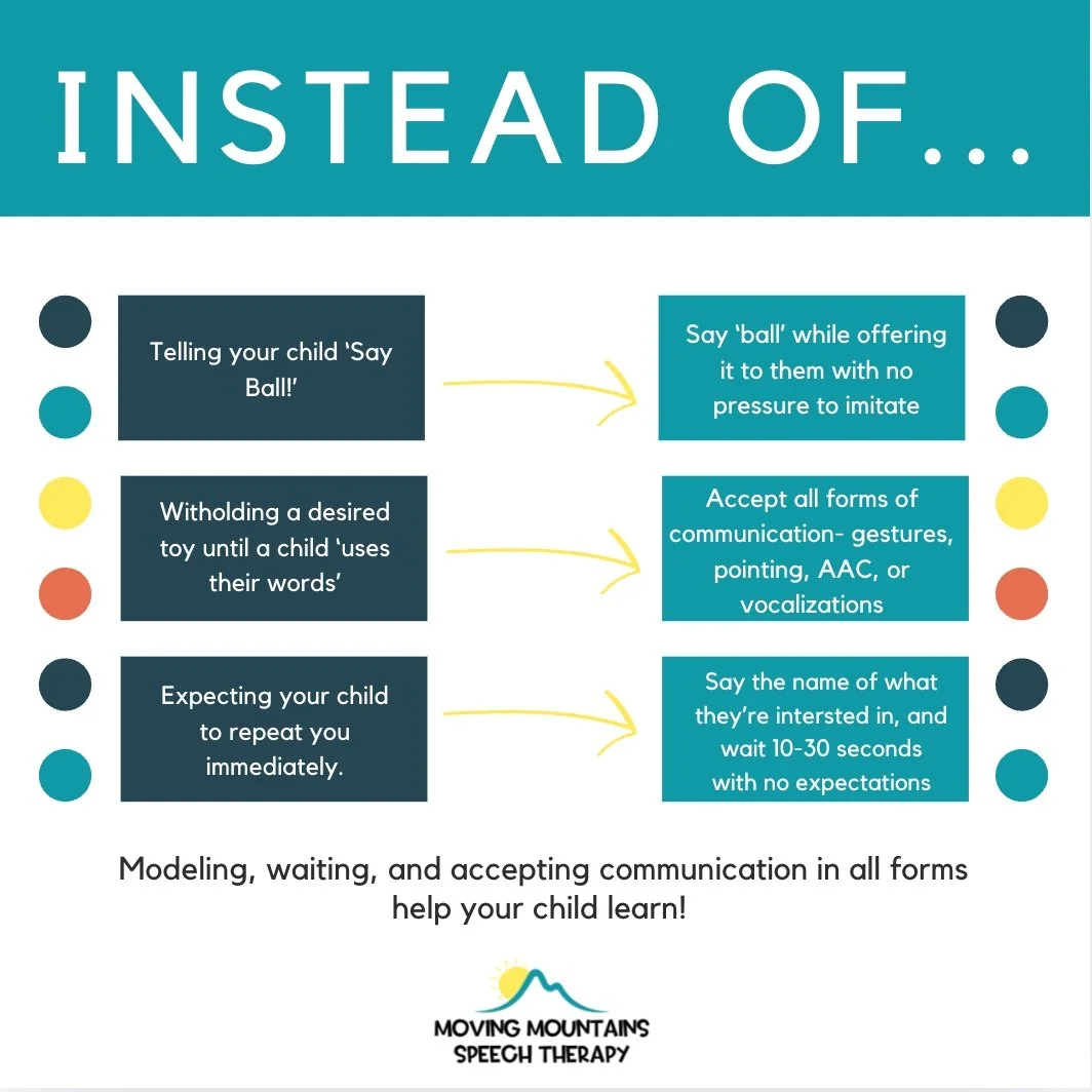 Every time I hear someone tell a child 'Use your words', I inwardly cringe a little bit. If they could, they would. There are so many better ways to help children feel confident in their ability to express their wants and needs!

#latetalkers #speech