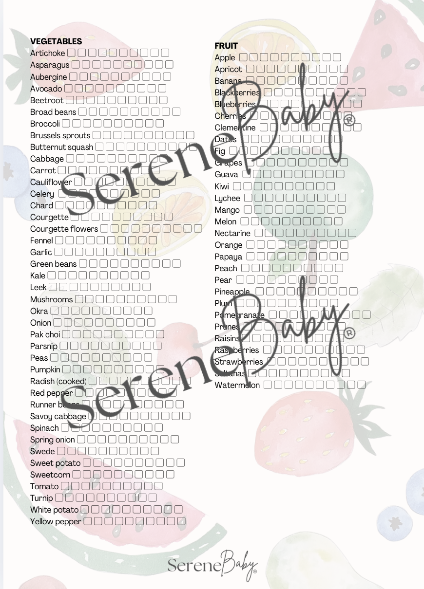 Serene Start to Solids:  Little Explorers Food Tracker