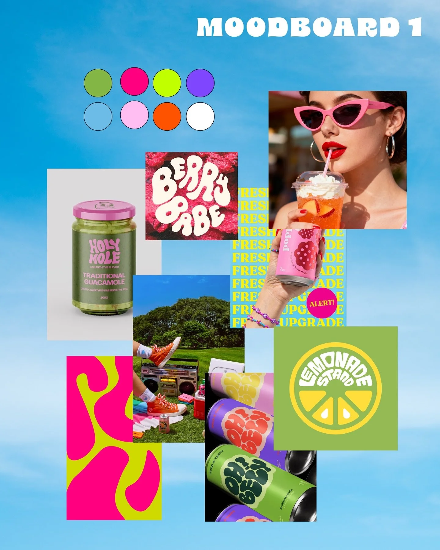 Some mood board action for my current client project.  Going for fun, intentional, bold, playful &amp; nostalgic.  Which is your fav??