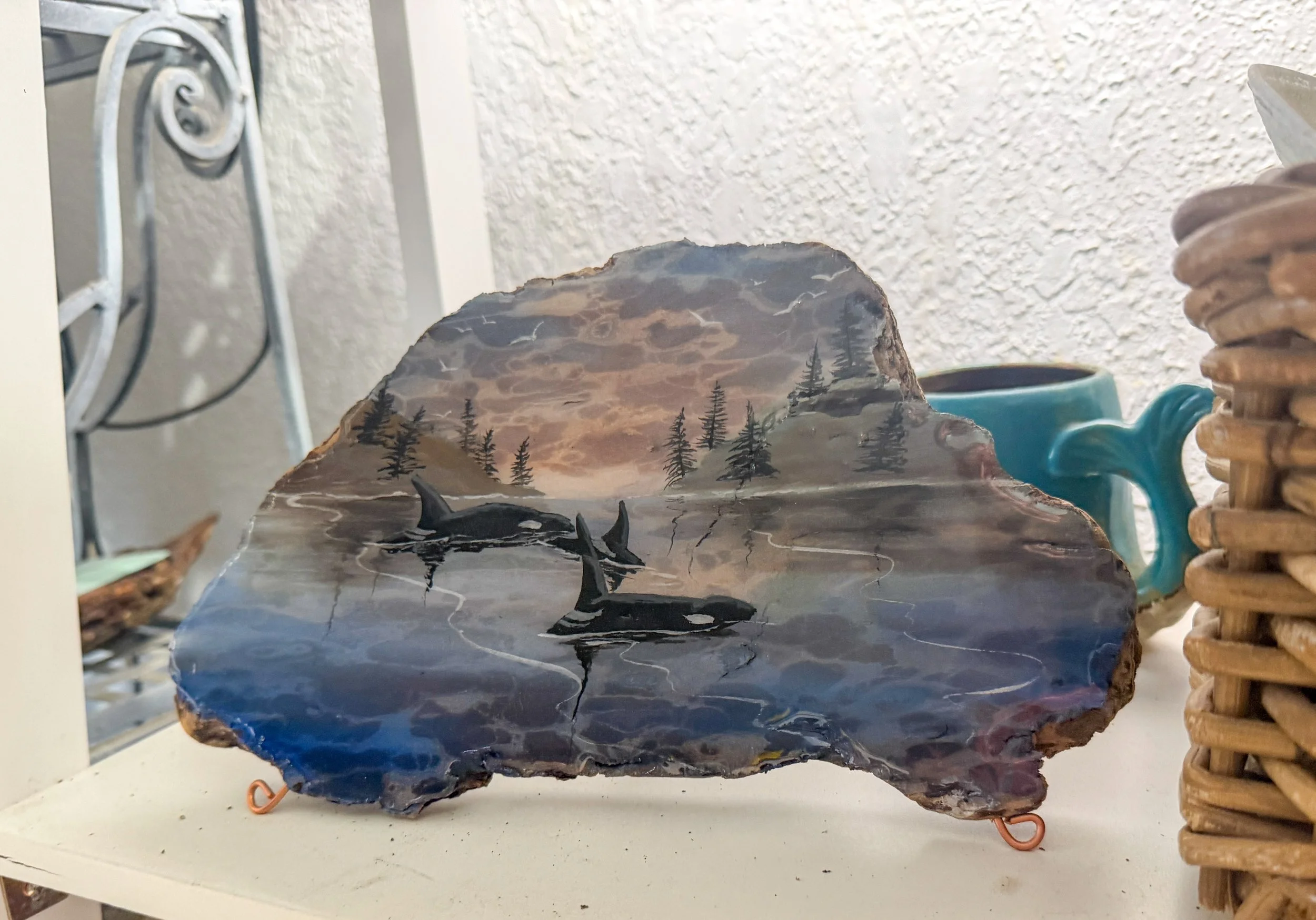 Handmade, hand painted locally and ethically sourced driftwood pieces created by Mara Szyp 