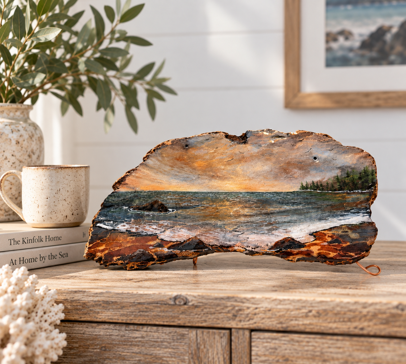 Coastal Driftwood Sunset Seascape Display.png