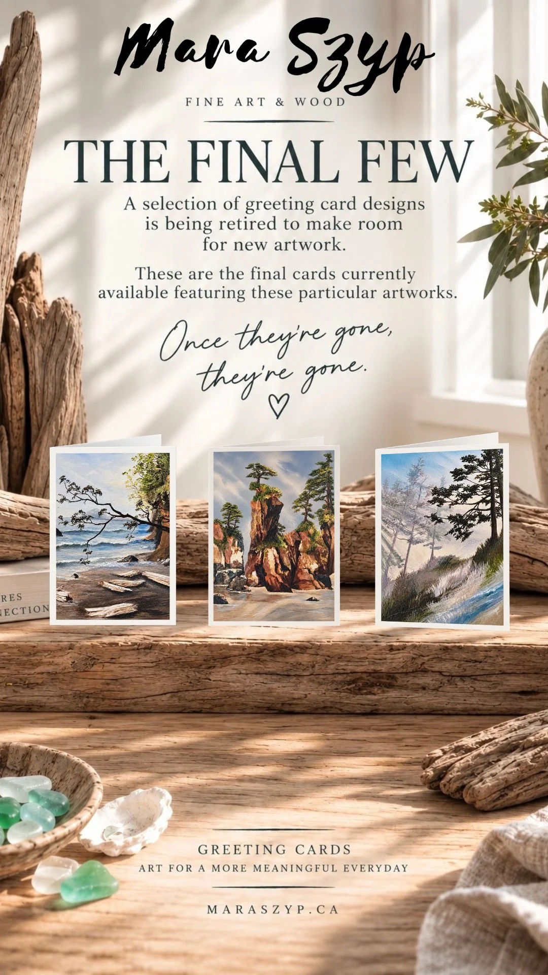 newest greeting cards by Mara Szyp depicting her original artwork "French Beach" available at her online shop.