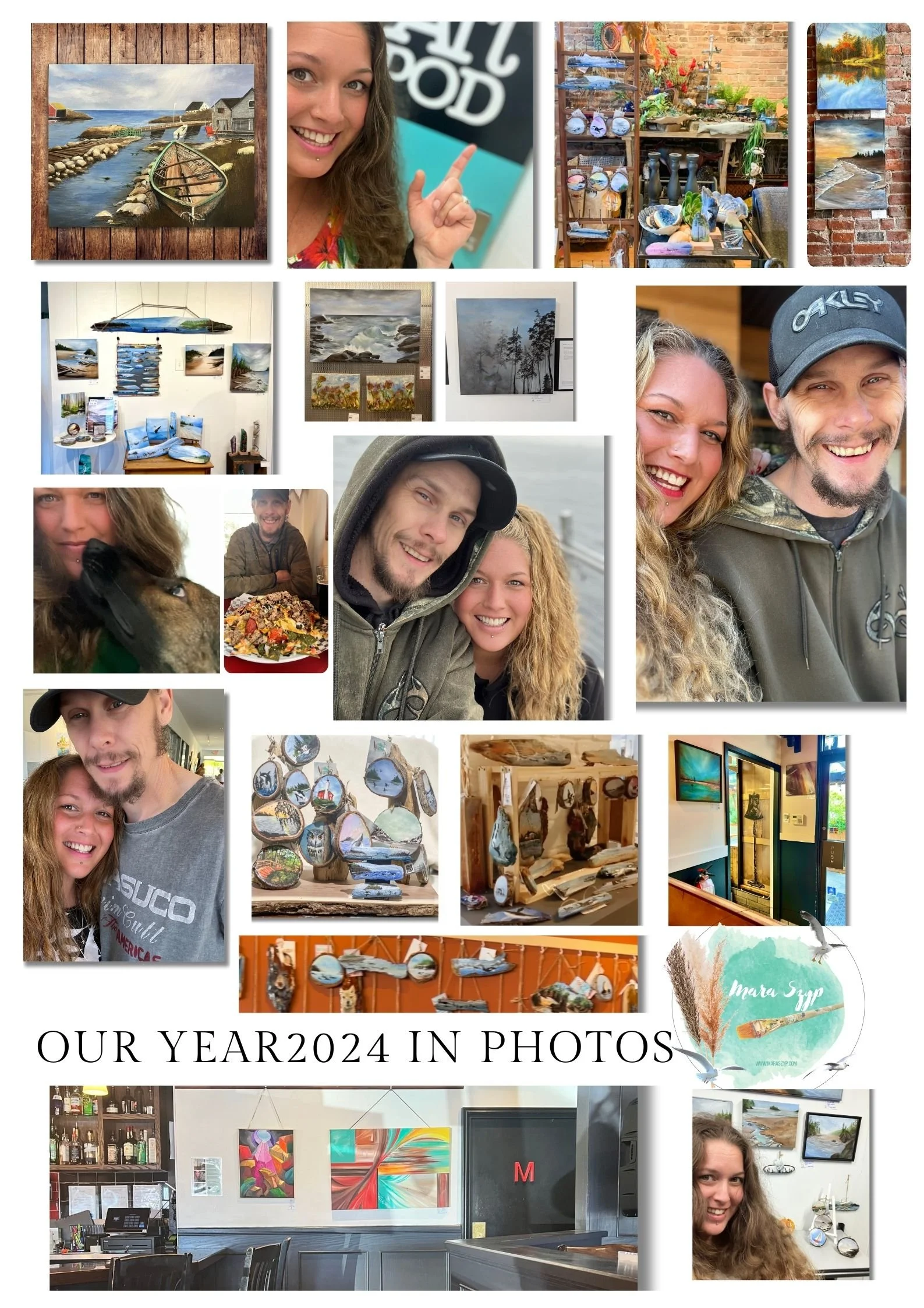 Mara Szyp posing next to one of her large scale West Coast oil paintings. 