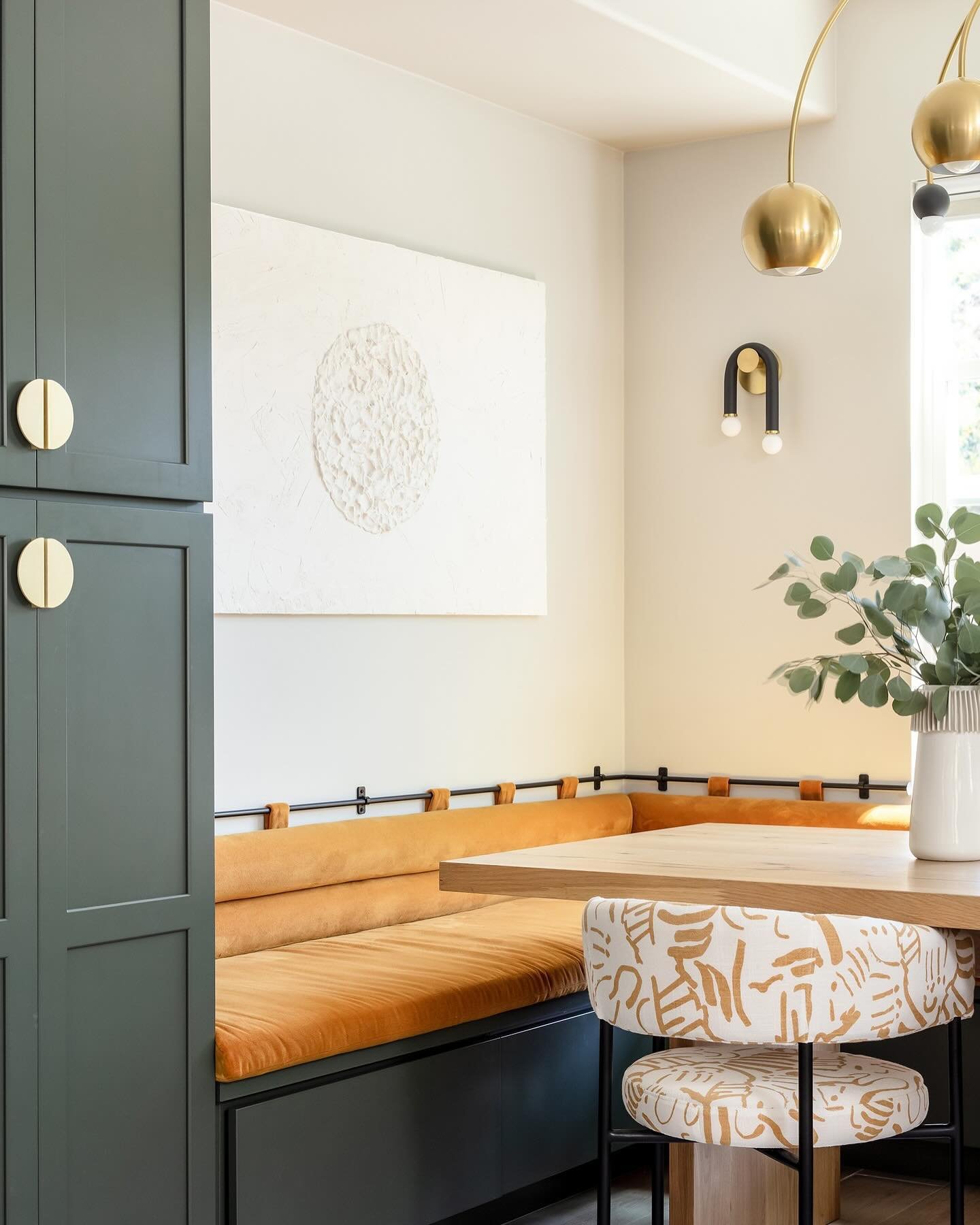 Swipe 👉 for a peek into the design process of project &lsquo;Saffron &amp; Sage&rsquo;! ⁠Pre-remodel, the dining room consisted of just a single table with two makeshift pantry cabinets (swipe alllll the way to see!). Our clients wanted a total desi