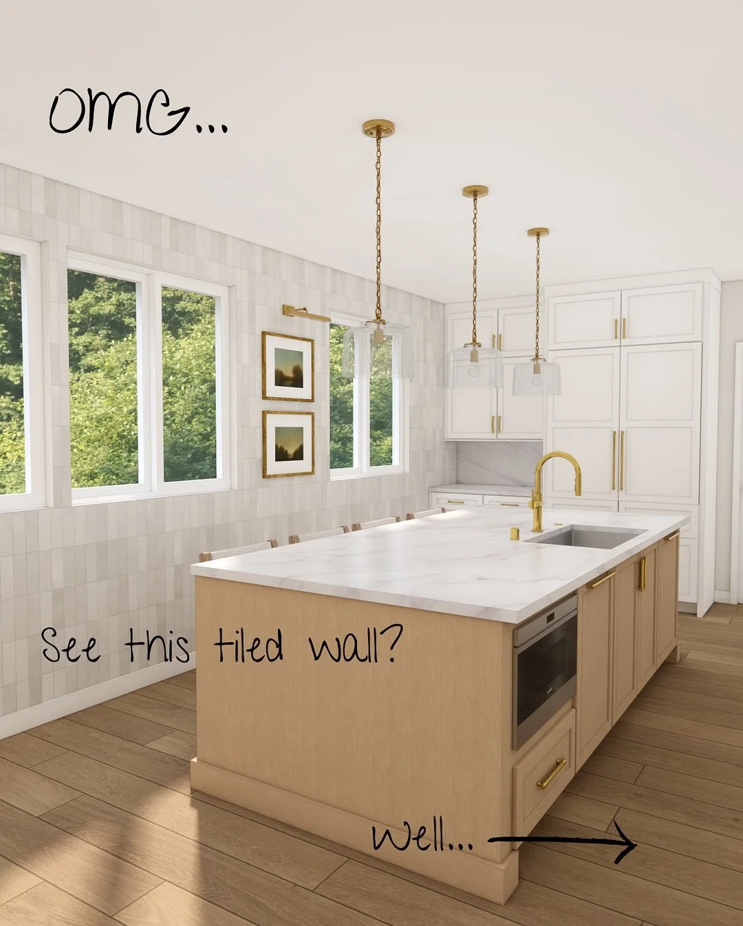 Ahhhhh! Our &lsquo;Gather Here&rsquo; kitchen is officially in the home stretch! The show-stopping feature tile wall is up and we&rsquo;re SO CLOSE to wrapping it up. We cannot wait to share the final reveal. 

Soon this family will be making memorie