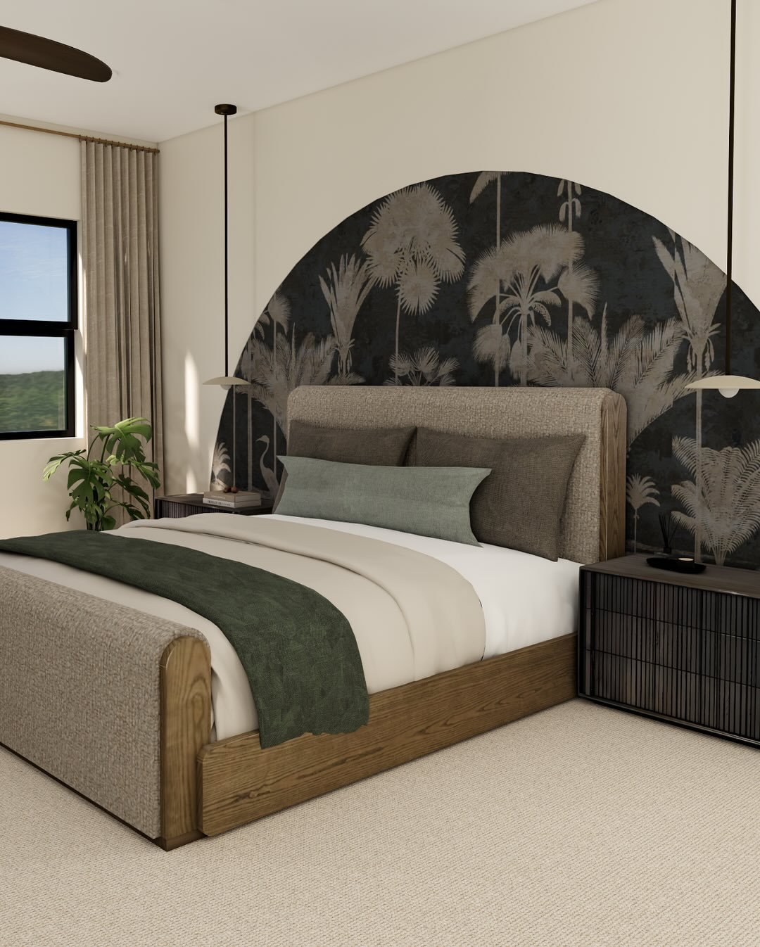 You&rsquo;ve seen little sneak peeks of project &lsquo;More Than a Feeling&rsquo; and today we&rsquo;re finally revealing one of our favorite spaces in the home &mdash; this moody, mid-century inspired primary bedroom. 🖤✨⁠
⁠
We&rsquo;re thrilled to 