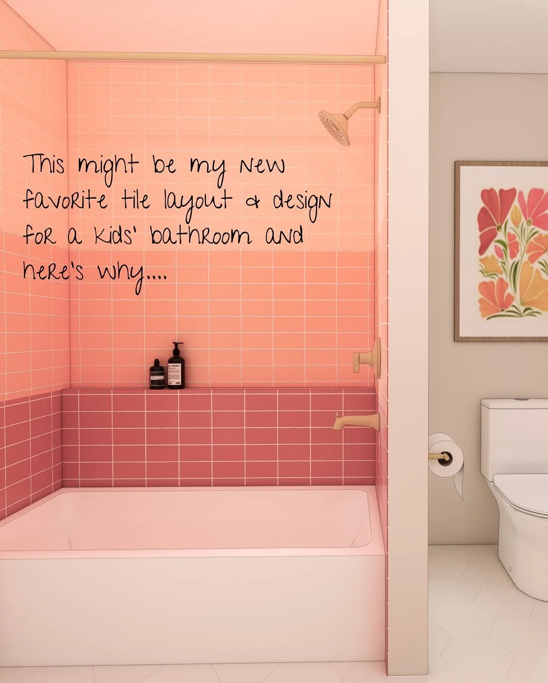 When we design spaces for kids, we&rsquo;re always thinking about who they&rsquo;ll become, not just who they are right now. 🫶⁠
⁠
We love creating rooms that feel playful and happy, but never scream &ldquo;this is a kids&rsquo; bathroom.&rdquo; The 