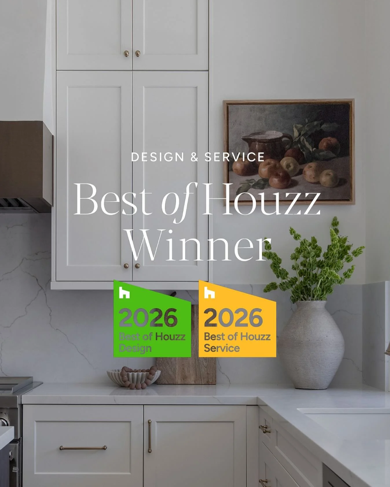 Feeling incredibly grateful to receive Best of Houzz for both Design and Service 🏆✨⁠
⁠
These awards are based on two things that matter most to us:⁠
&bull;Design: Spaces that people truly love, save, and feel inspired by.⁠
&bull;Service: Real client