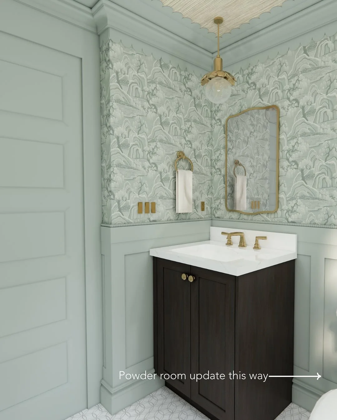 We teased this update last week and now here&rsquo;s the full look😍 Wallpaper is up (yup, even on the ceiling) most of the millwork is installed and things are getting more charming by the day! We&rsquo;re going back this week so expect another prog