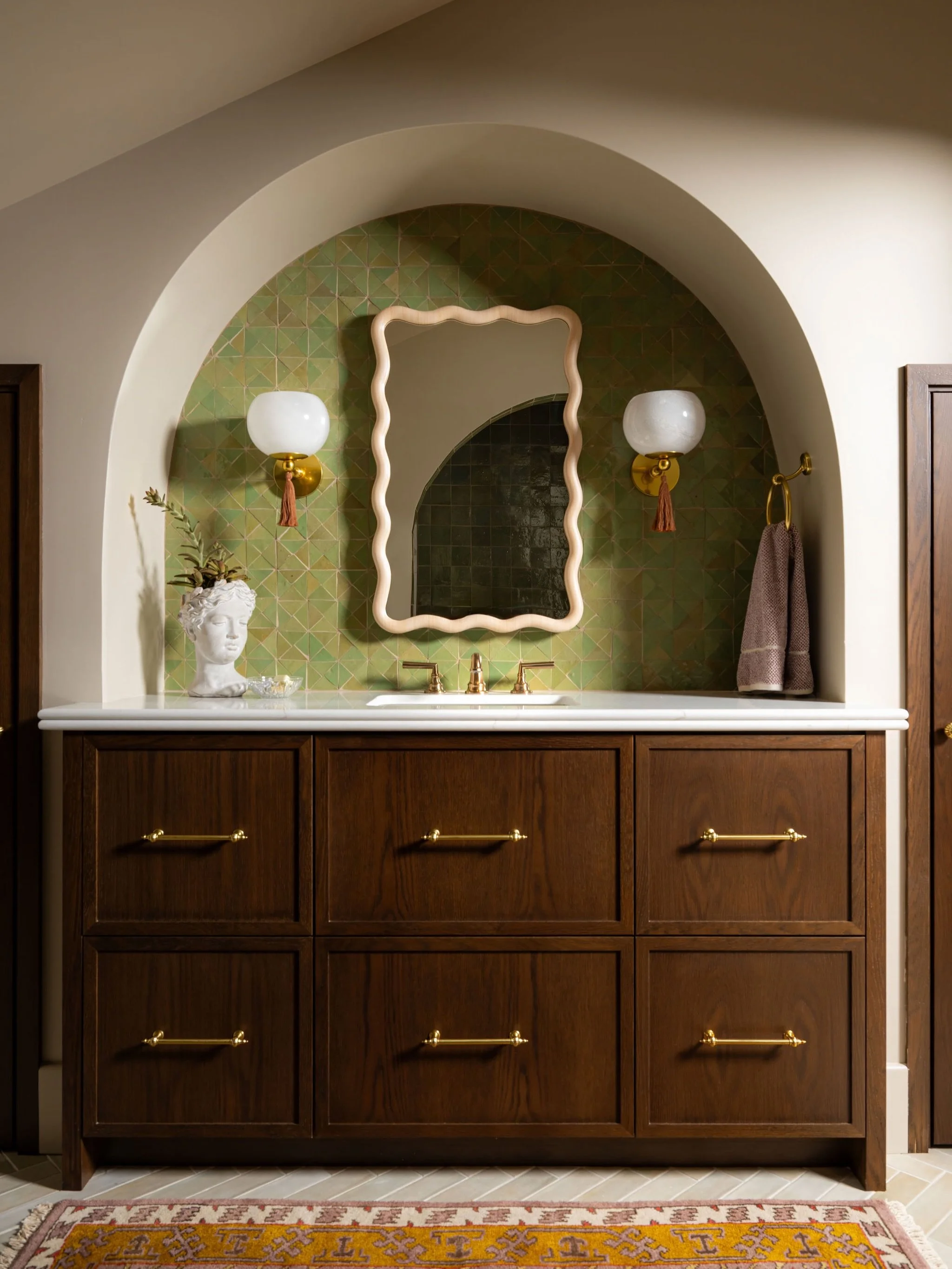 IT&rsquo;S HERE ✨ The official reveal of our three-bathroom project, Parkside Charm, starts now and we could not be more excited to share this one!

Our clients, a fun loving mother-daughter duo, trusted our vision of bringing an organic feel, rich p