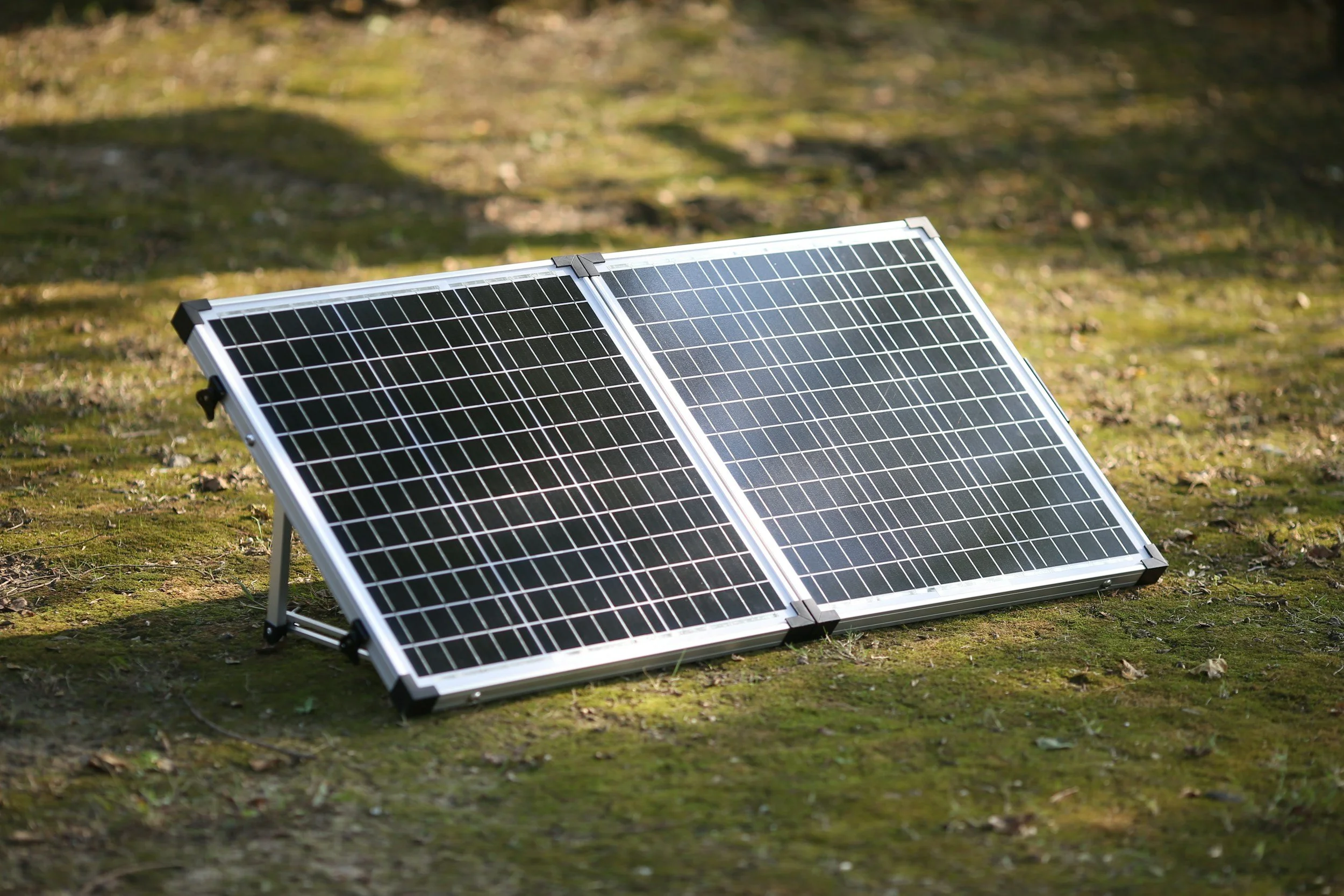 portable solar array set up outside