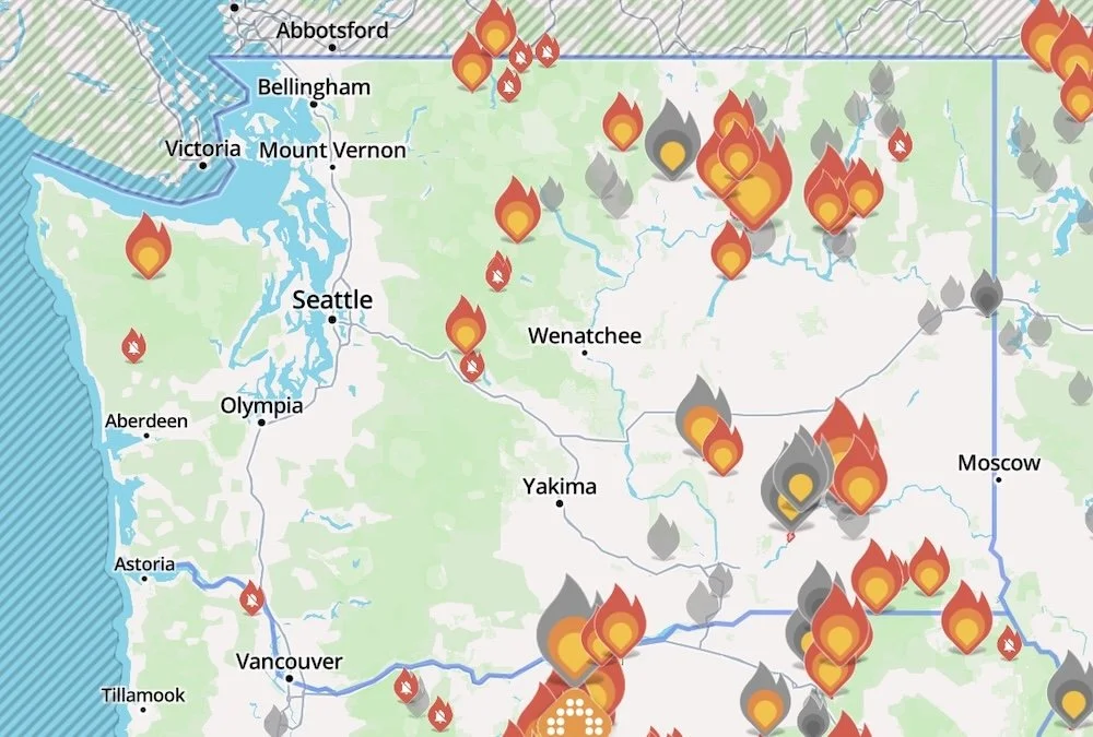 Fire map of Western Washington