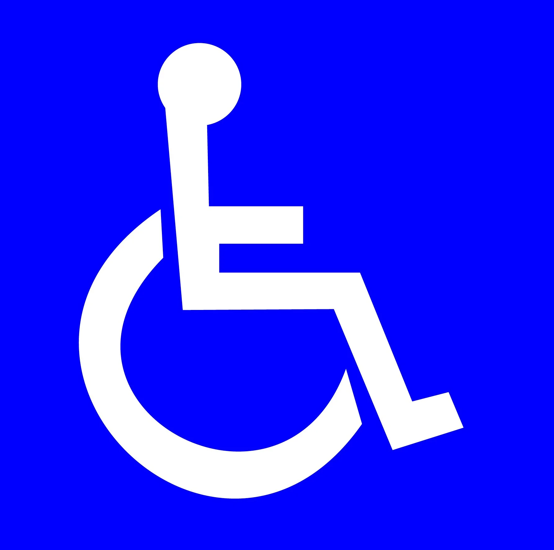 International symbol of access (person in wheelchair in white against blue background)
