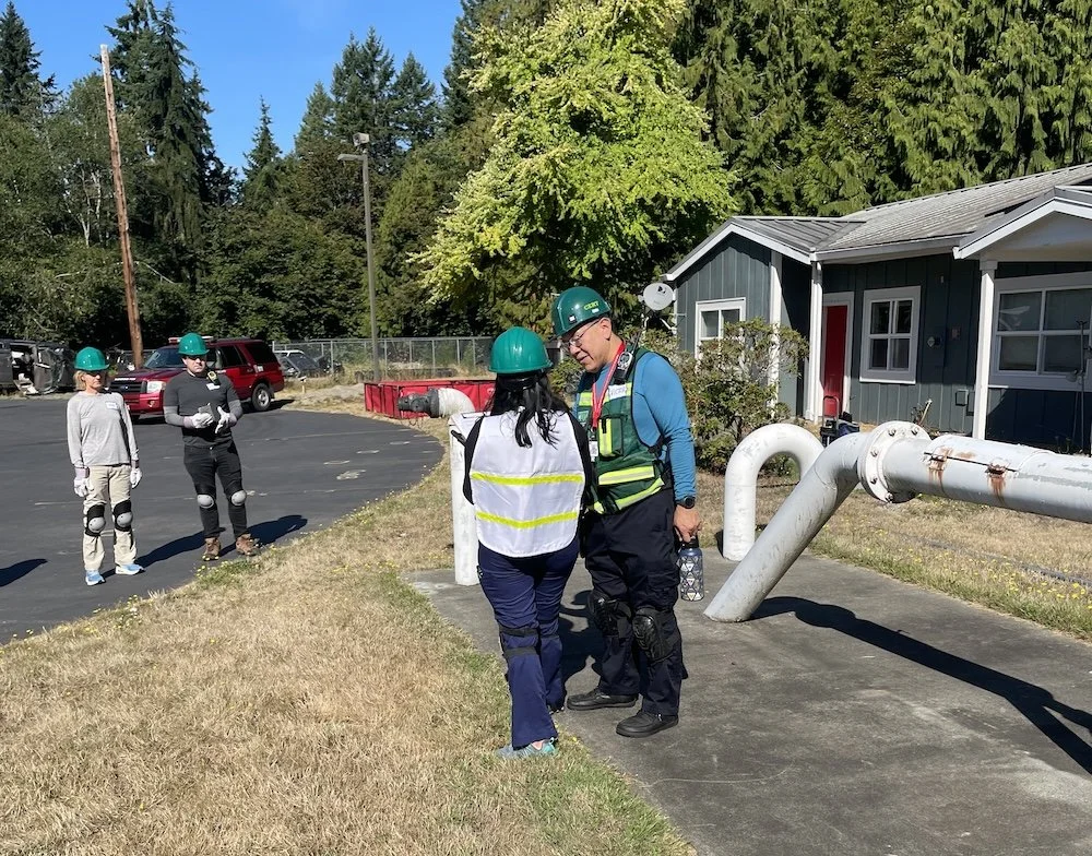 CERT Team Lead Victor Cheng and CERT volunteers during training exercise.