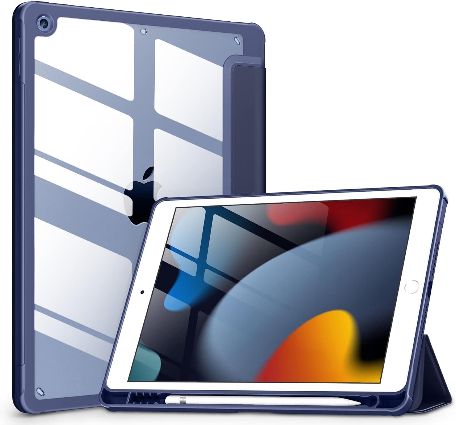 This case works great with an e-pencil holder and a stand for watching videos on the plane.