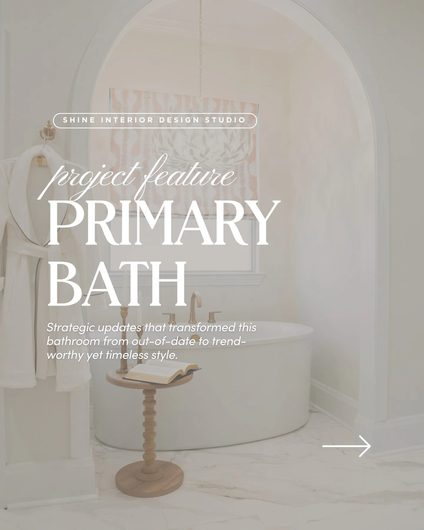 Strategic updates can completely change the way a bathroom lives and feels. This primary bath renovation took the space from dated to trend worthy and timeless through a few high impact moves.

We reshaped the bathtub niche opening into a soft arch t