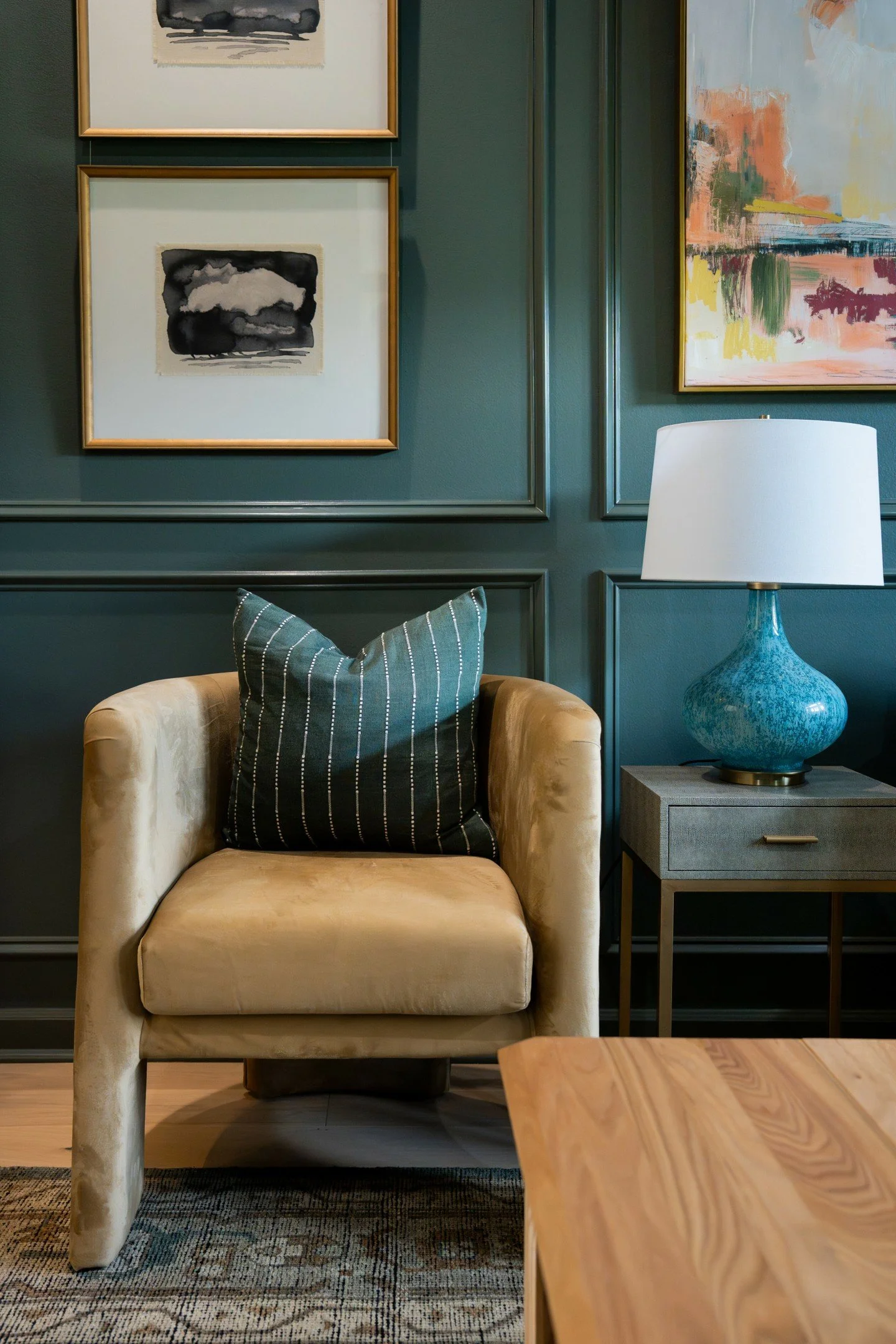 This room started as a blank space space after a previous renovation&mdash;functioning, cleaned up, but lacking personality and purpose. Our client wanted a study that could host real life: workdays, friends over, family game nights&hellip; and a lit