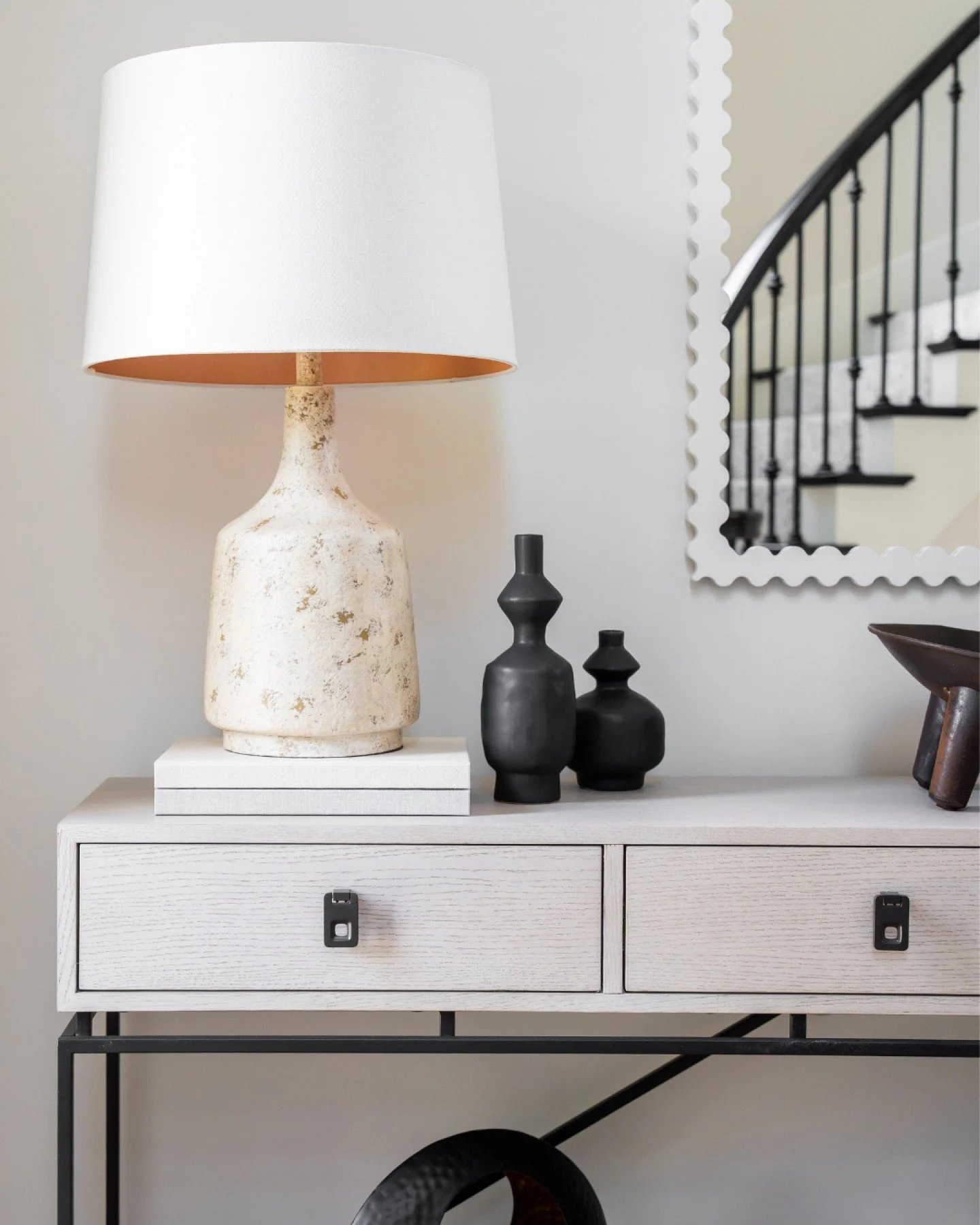 First impressions: This entryway was all about setting the tone for a newly renovated home &mdash; crisp whites, grounded earth tones, and just enough personality to make you smile the moment you walk in. ✨