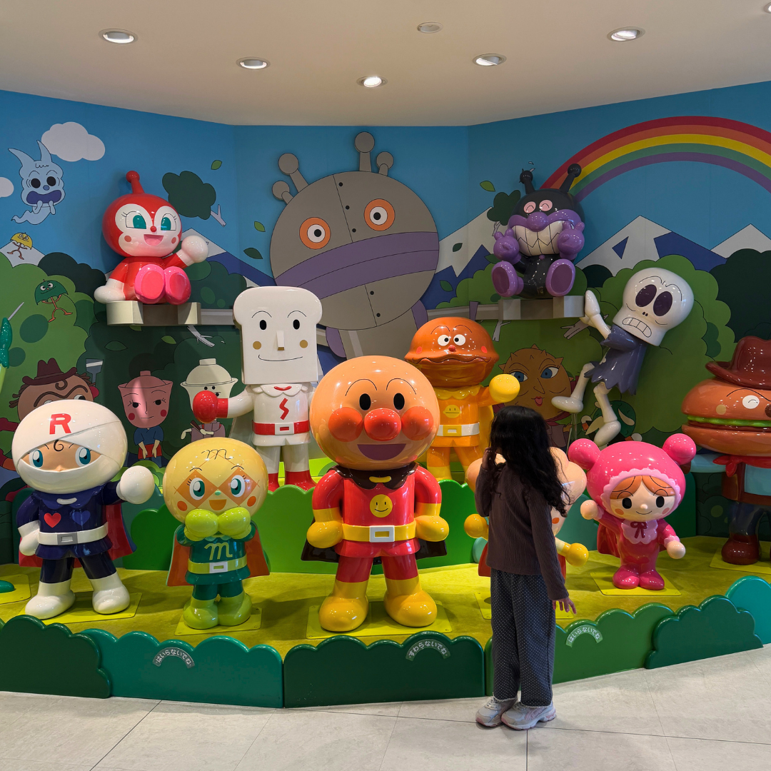 Exploring Anpanman character exhibits on the 6th floor at Anpanman Museum Fukuoka