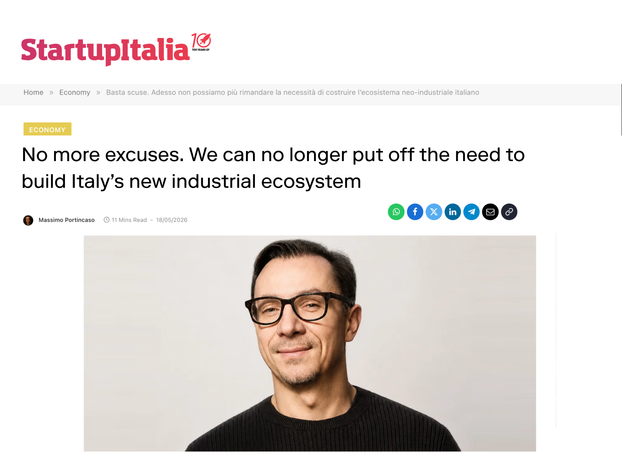 No more excuses. We can no longer put off the need to build Italy’s new industrial ecosystem