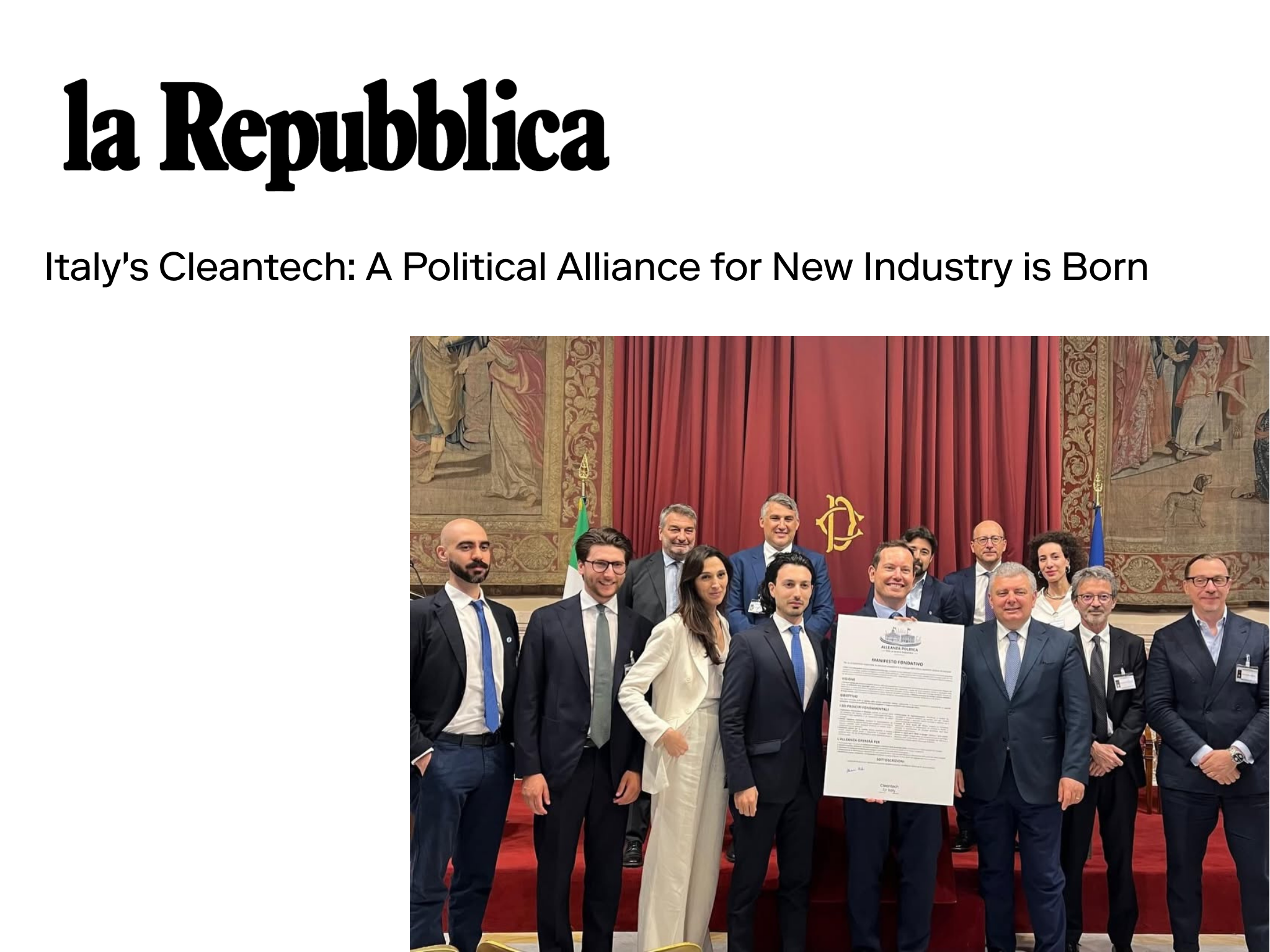 Italy's Cleantech: A Political Alliance for New Industry is Born