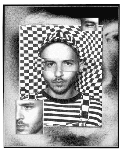 Self portrait animation made with collaged xerox prints