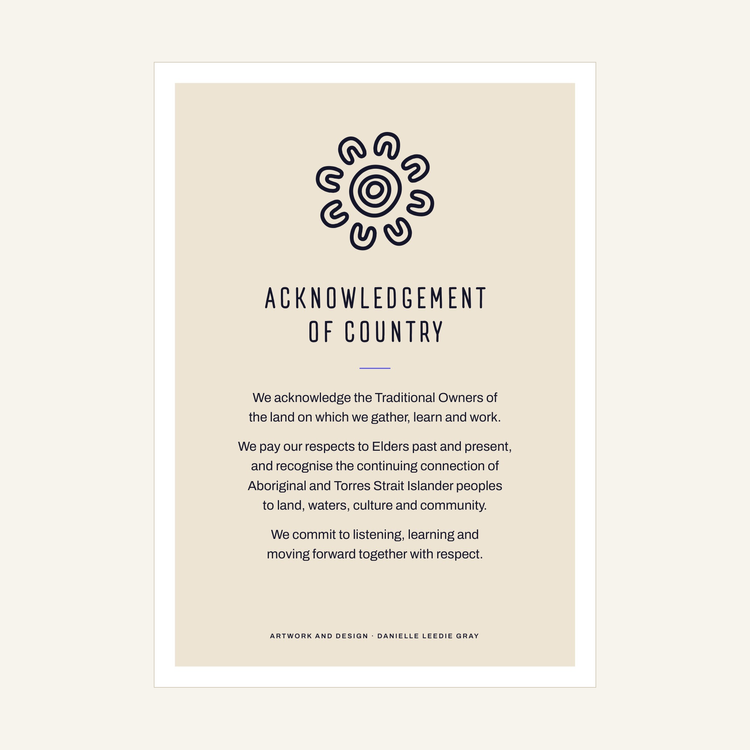 People gathering Acknowledgement of Country printable by Danielle Leedie Gray