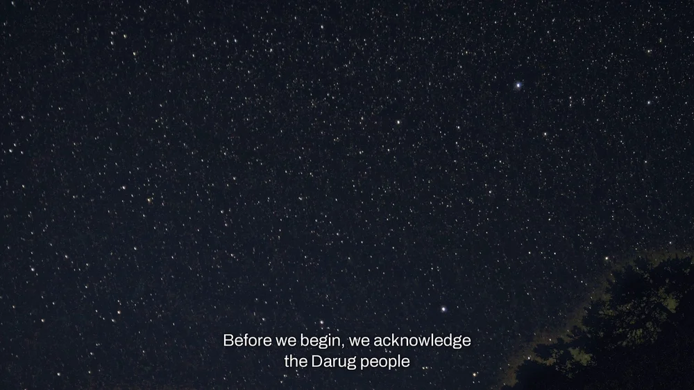 Still from the Sydney Acknowledgement of Country film by Danielle Leedie Gray