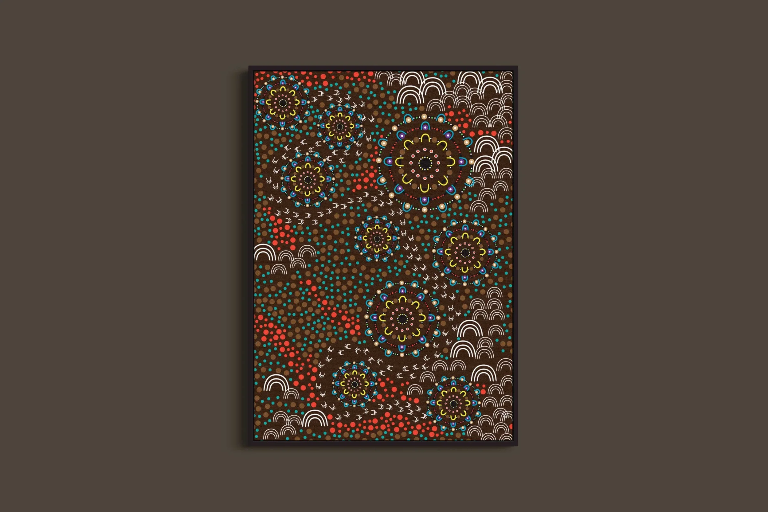 Colours of Wakka Wakka Country art print by Danielle Leedie Gray shown in a frame (frame not included)