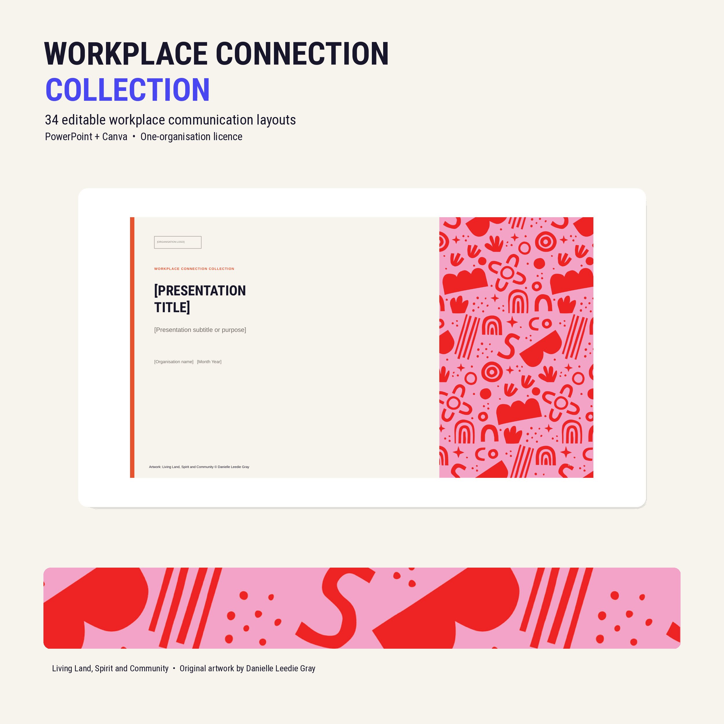 Workplace Connection Collection by Danielle Leedie Gray – presentation and workplace templates featuring original Aboriginal artwork