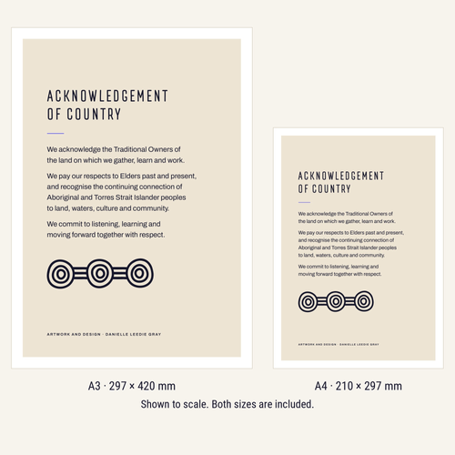 Travelling sign printable at A3 and A4, shown to scale