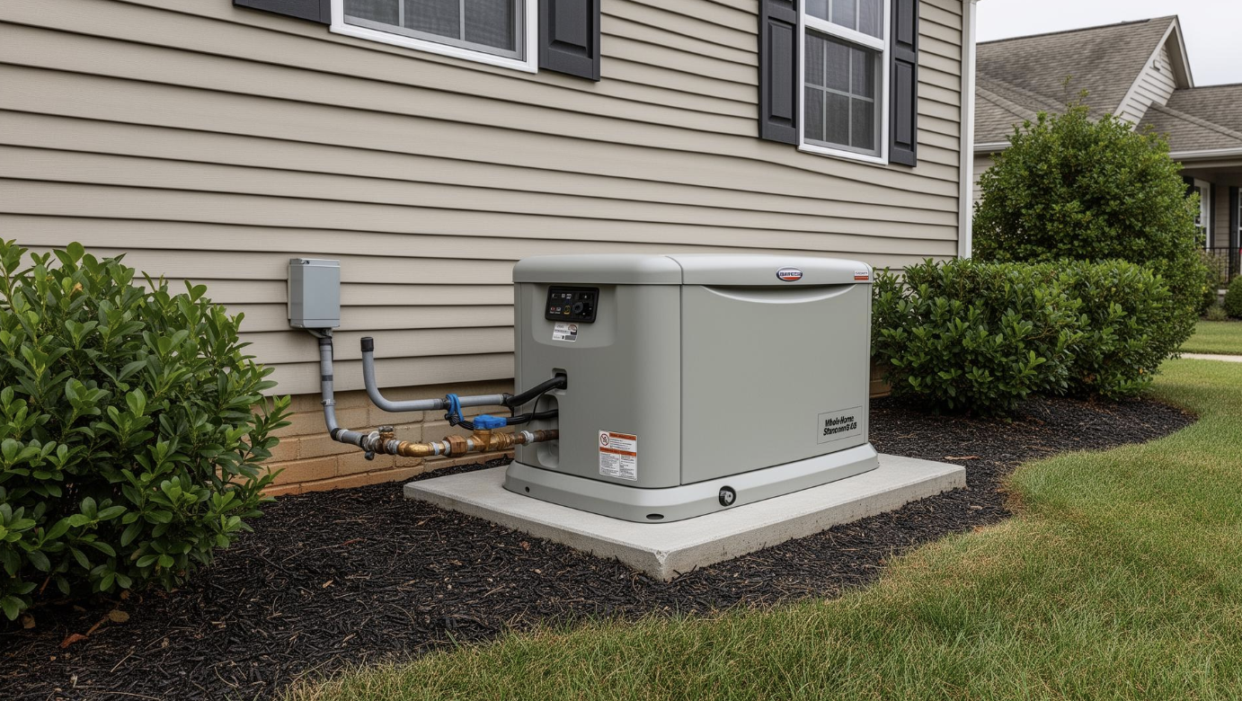 A whole-home standby generator: hands-off power for as long as the gas keeps flowing.