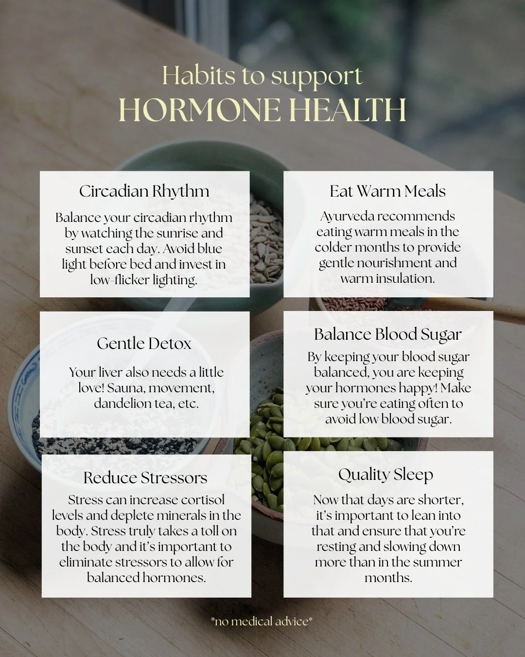 Nourishing your body is one of the most powerful ways to support your hormones. Now that days are shorter, it&rsquo;s important to focus on balance &mdash; whether it&rsquo;s through mindful eating, reducing stress, or prioritizing quality sleep.

Em