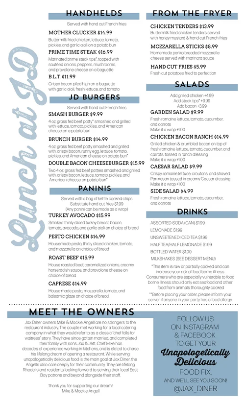 Menus — JAX DINER