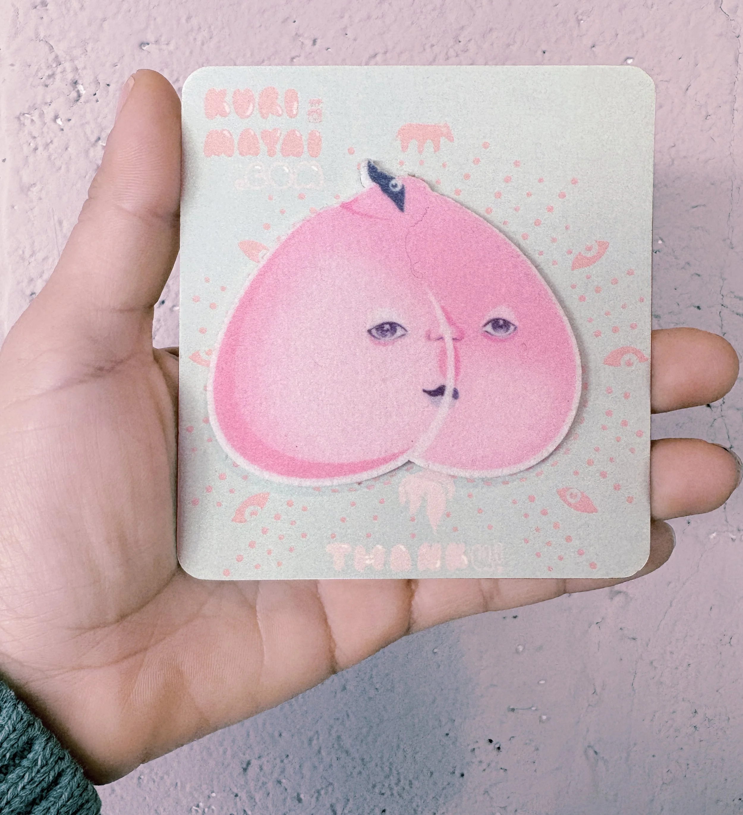 Fuzzy peach sticker