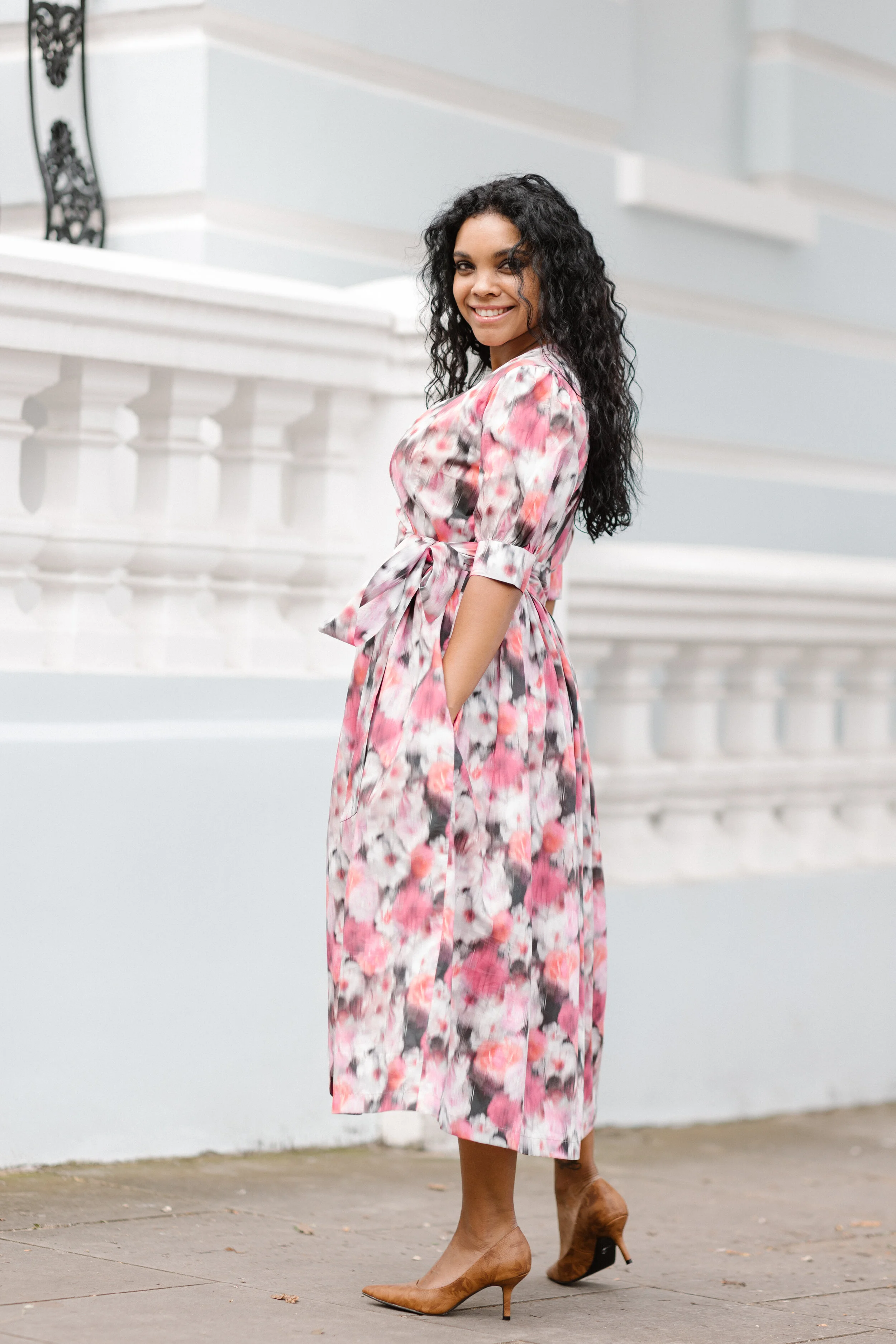 Hannah's Tea Dress. Liberty Print Wrap Dress  MRS POMERANZ INC.