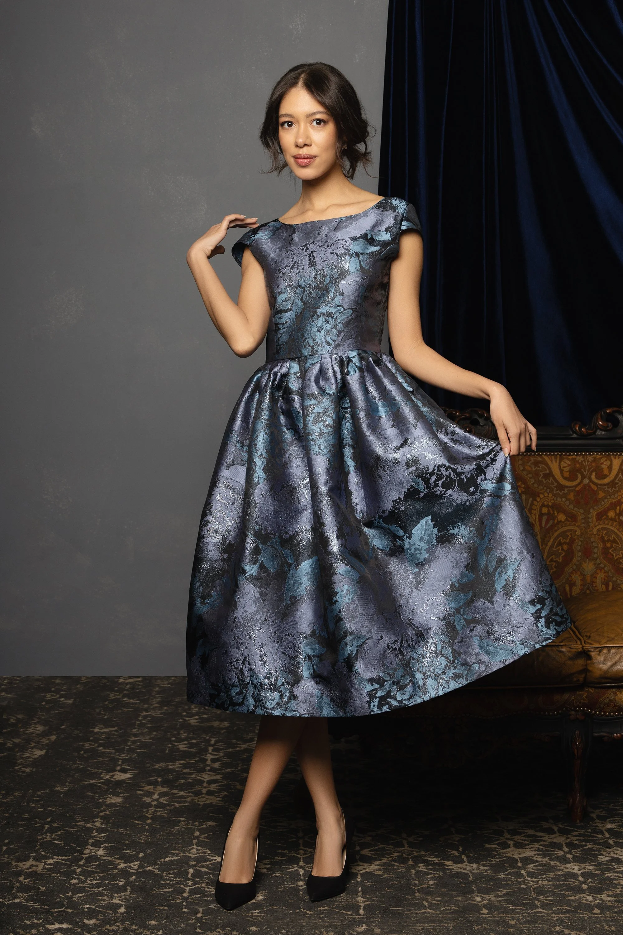 sachin and babi light blue dress Women's Sleeveless Square Neck Cocktail Party Dress Wedding Guest A Line  Midi Dress main image 0