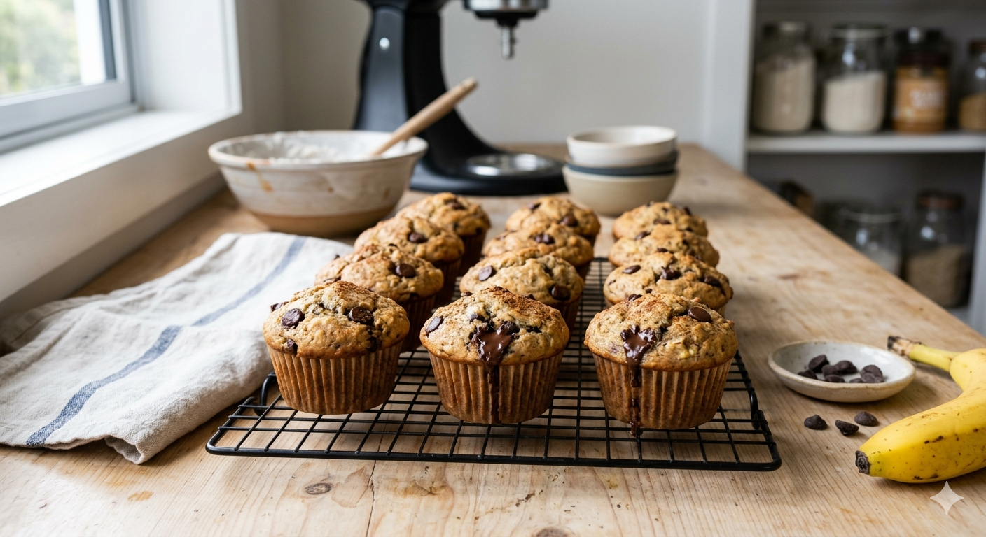 Gluten Free Banana Choc Chip Muffins