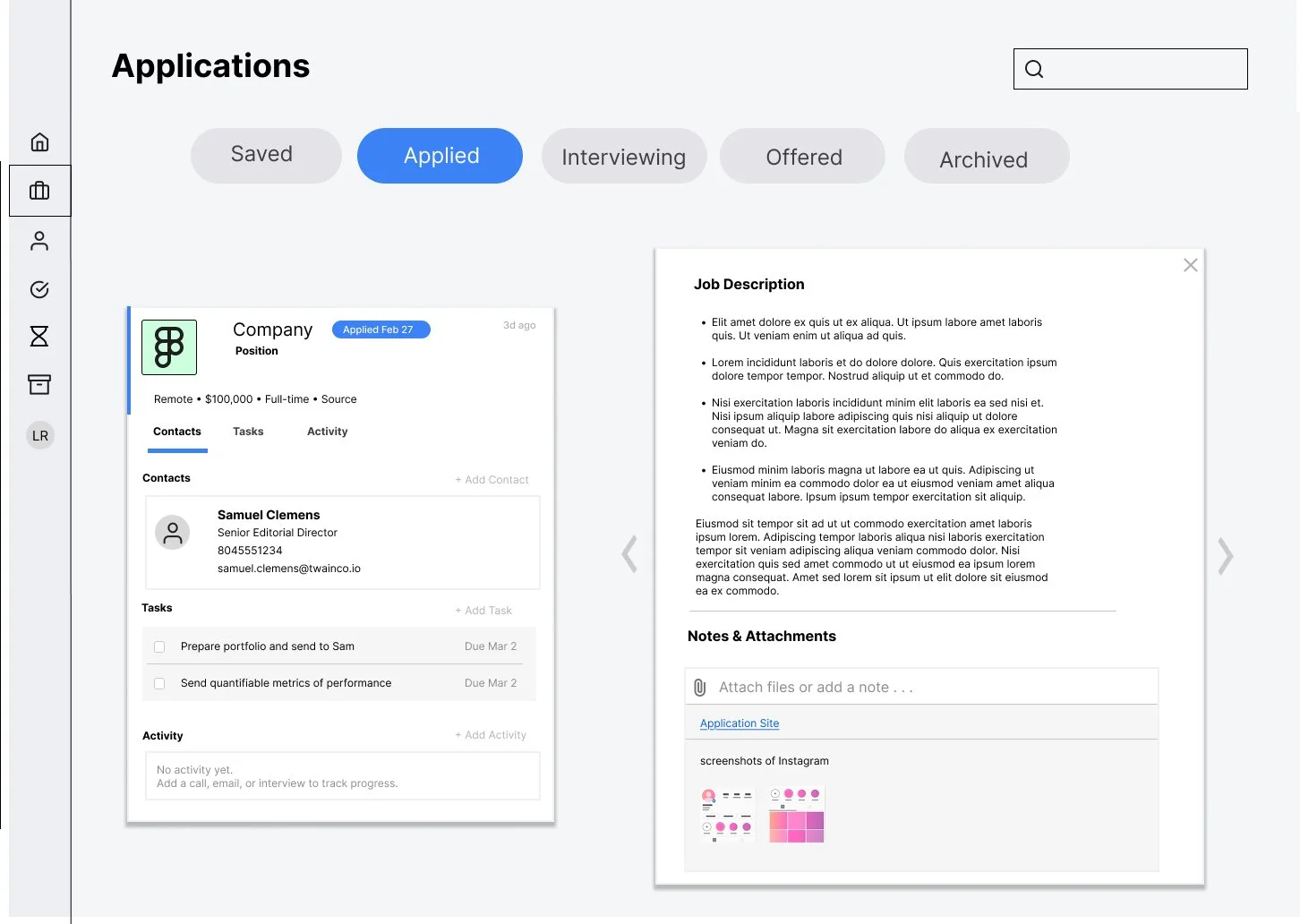 applications figma mockup