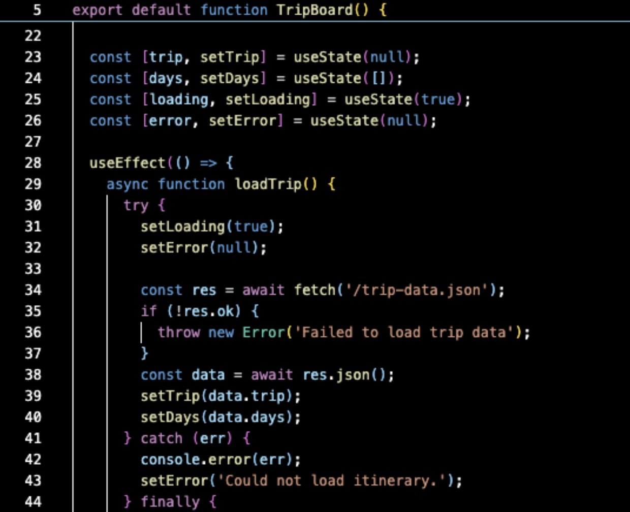 screenshot tripboard jsx