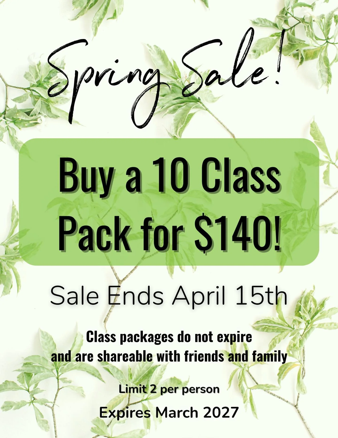 Spring clean up - out with the old, in with the yoga☀️ One of the best deals we have - only $14 per class 🙏

Class packs are shareable with friends and family

Limit 2 per person

Link in bio to buy now💞