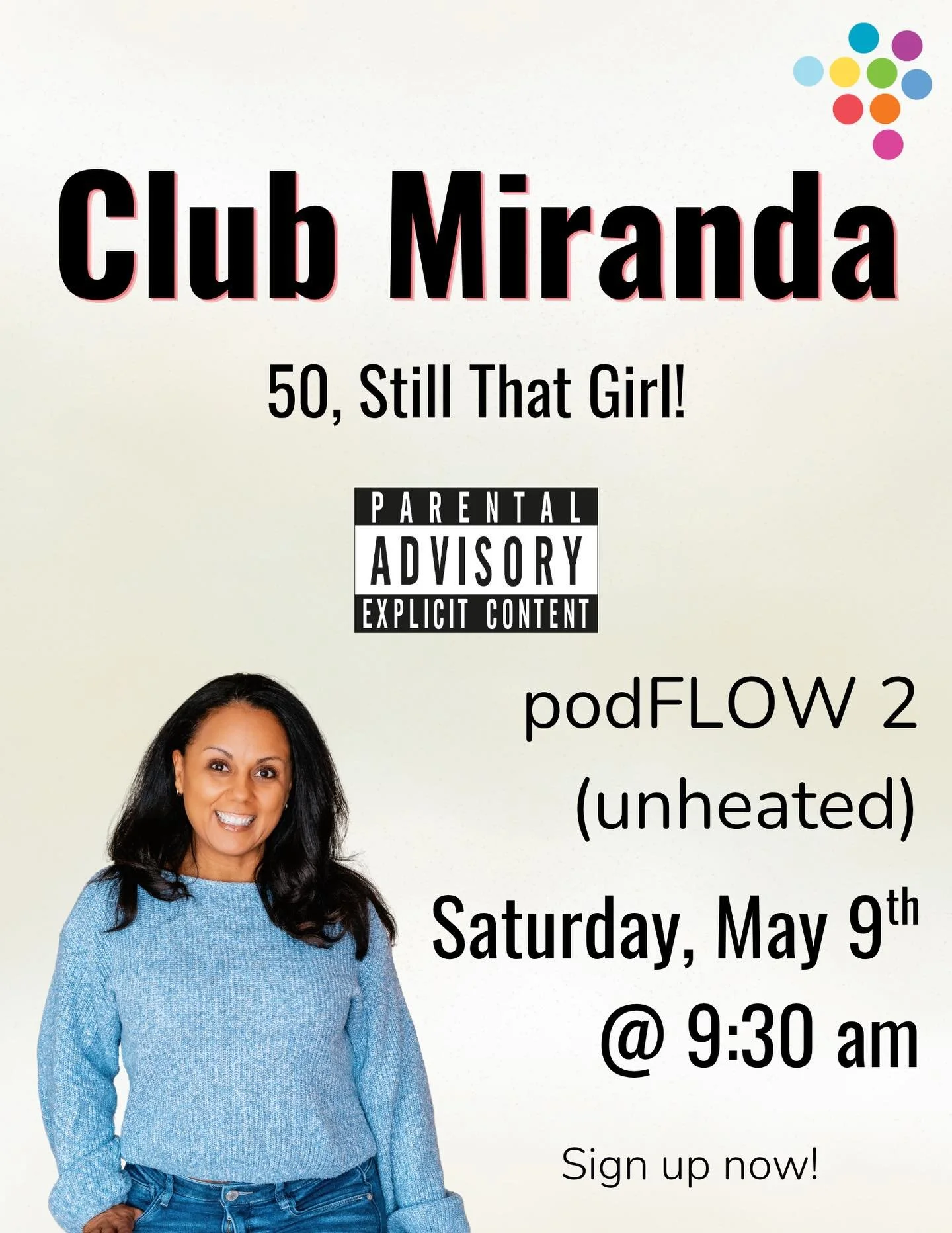 Come take podFLOW 2 unheated for Miranda&rsquo;s special birthday playlist to celebrate her 50th! 🎶 No extra cost to members, or pay for a $24 drop in 🥰

Link in bio to sign up💫
