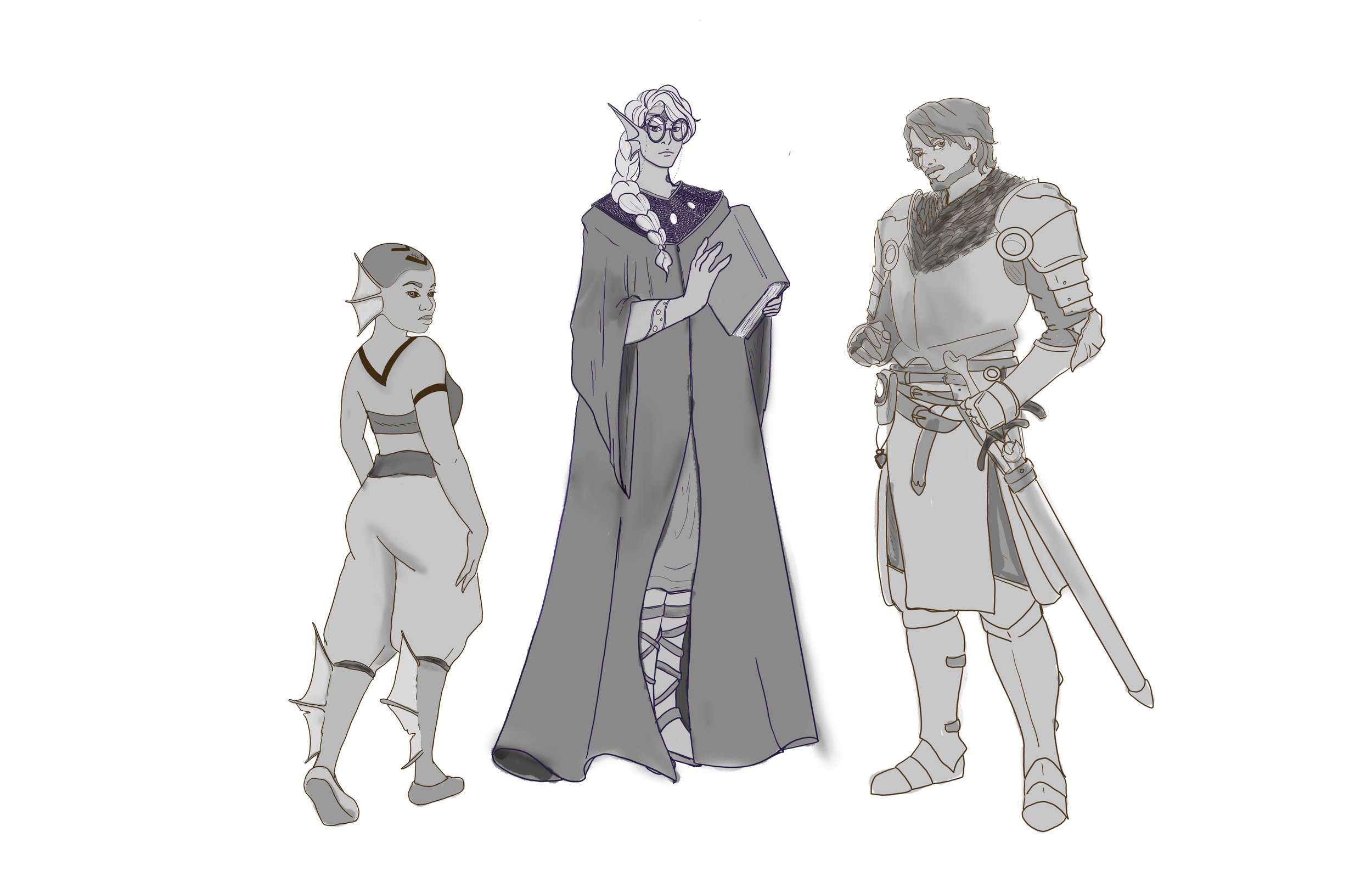 An original character design, complete with props and accents