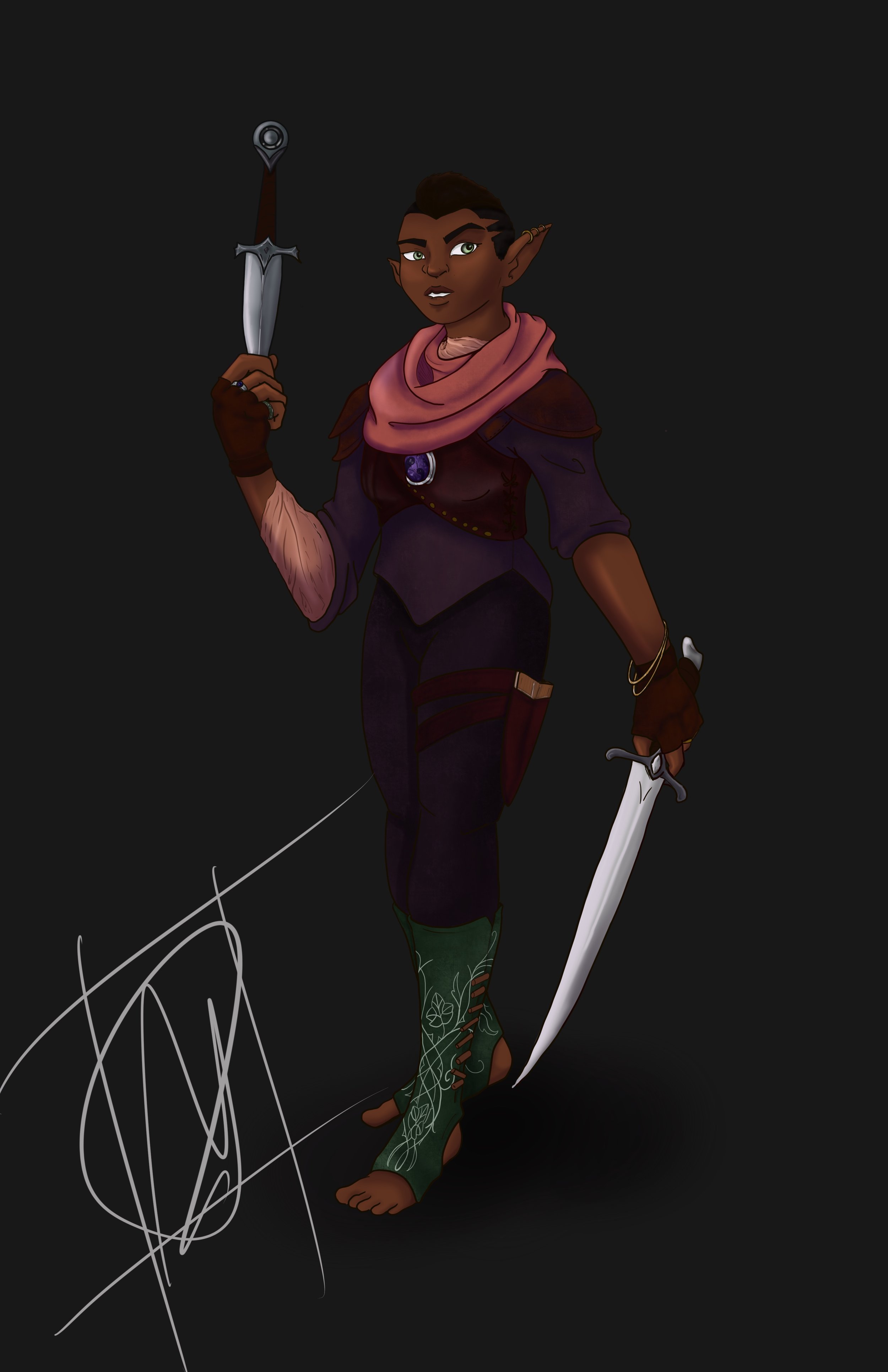 An original character design, complete with props and accents