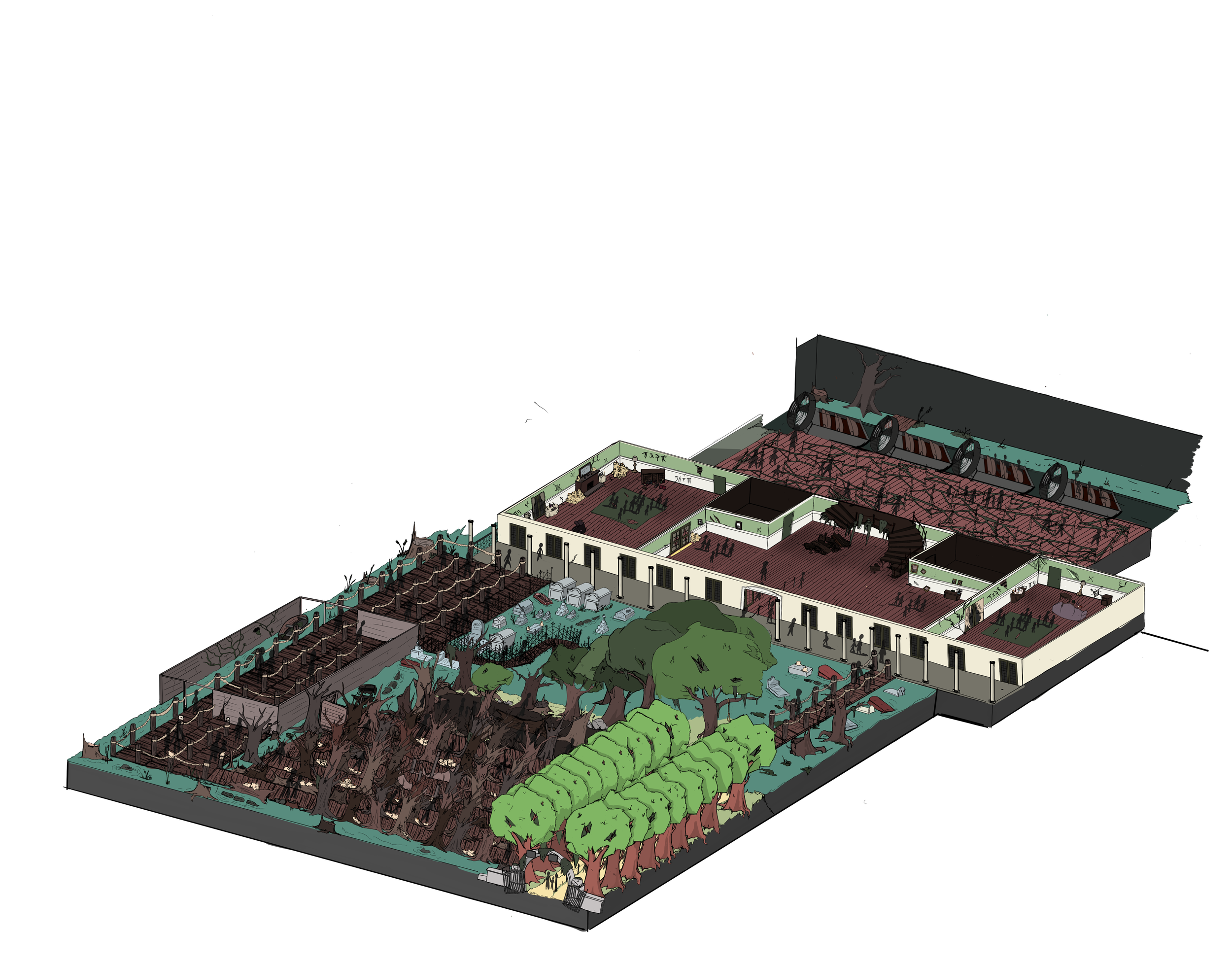 A queue concept for a voodoo themed dark ride