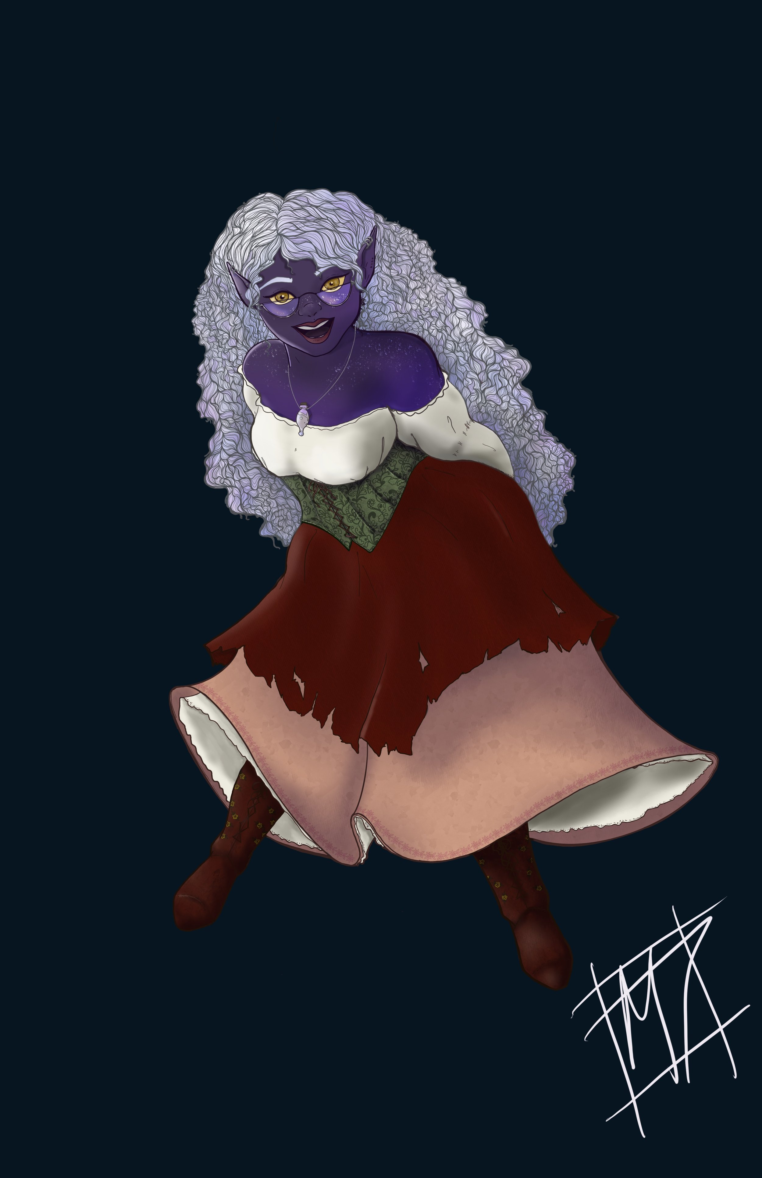 An original character design, complete with props and accents