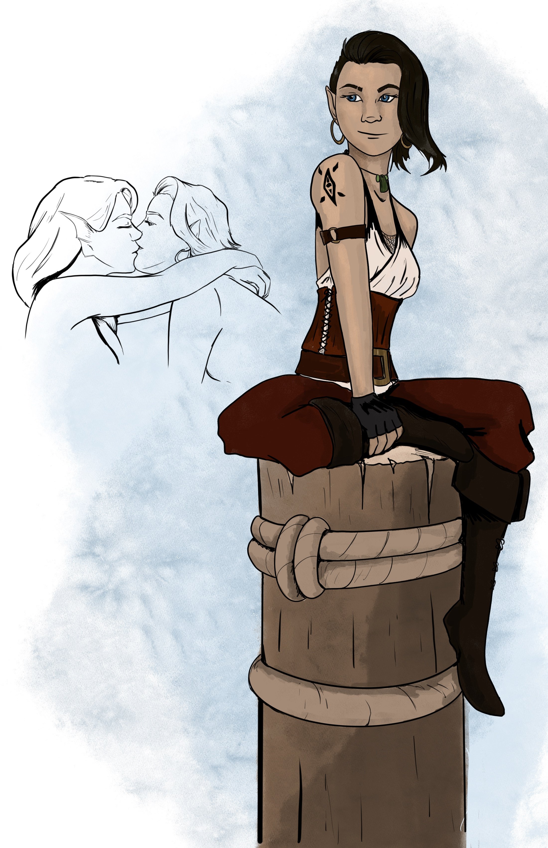 An original character design, complete with props and accents