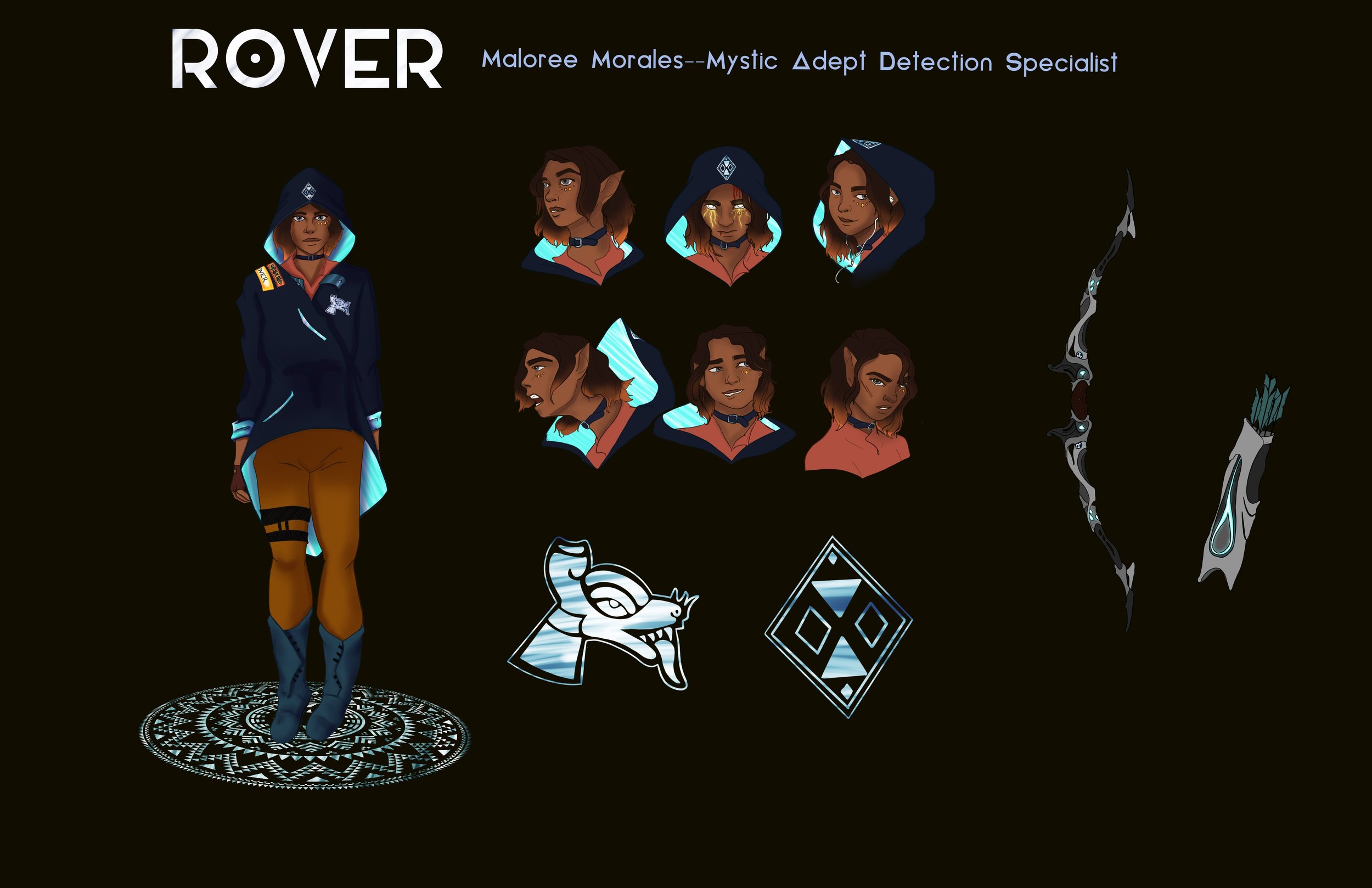 An original character design, complete with props and accents