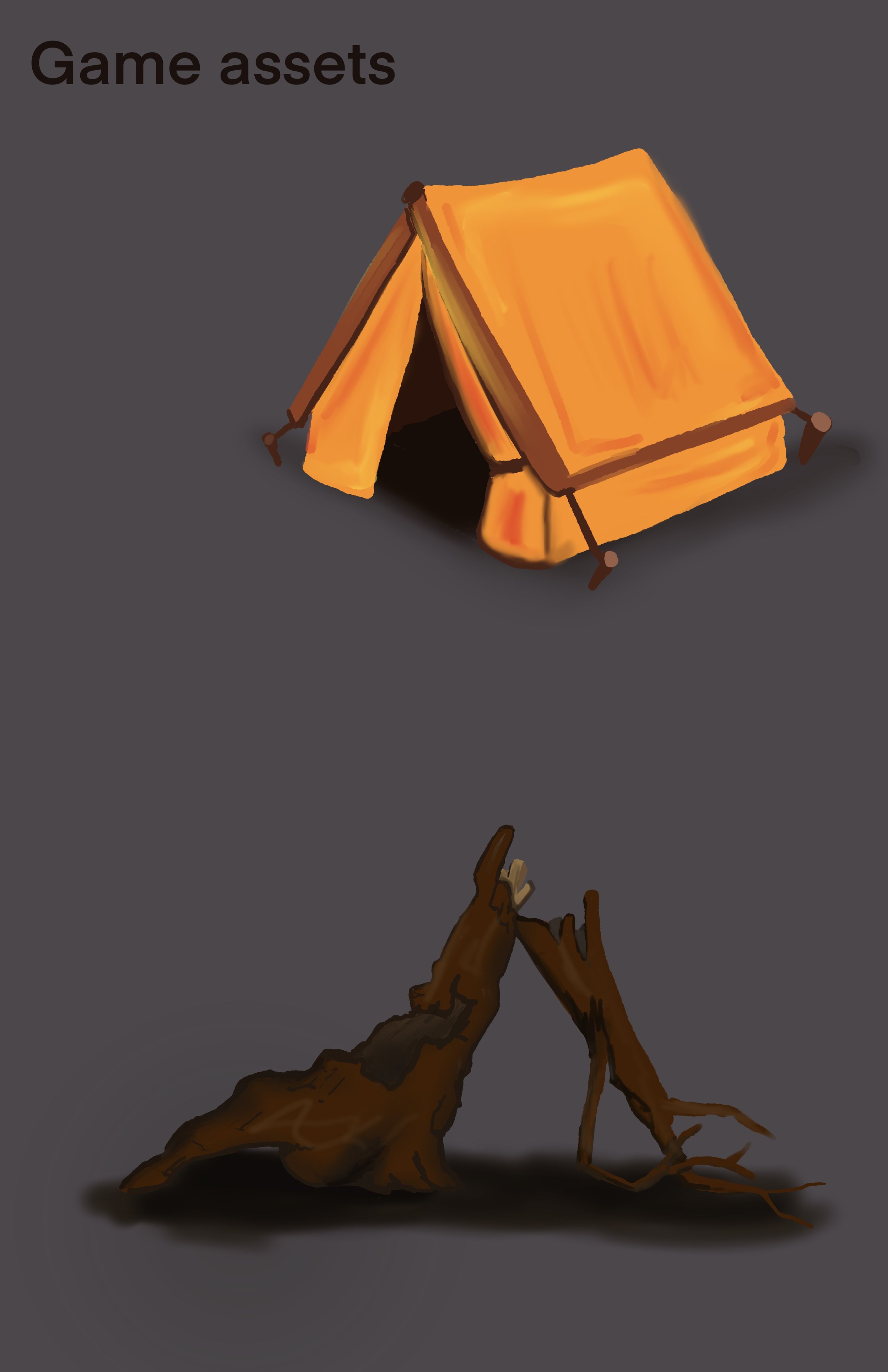 Asset design for a camping scene 