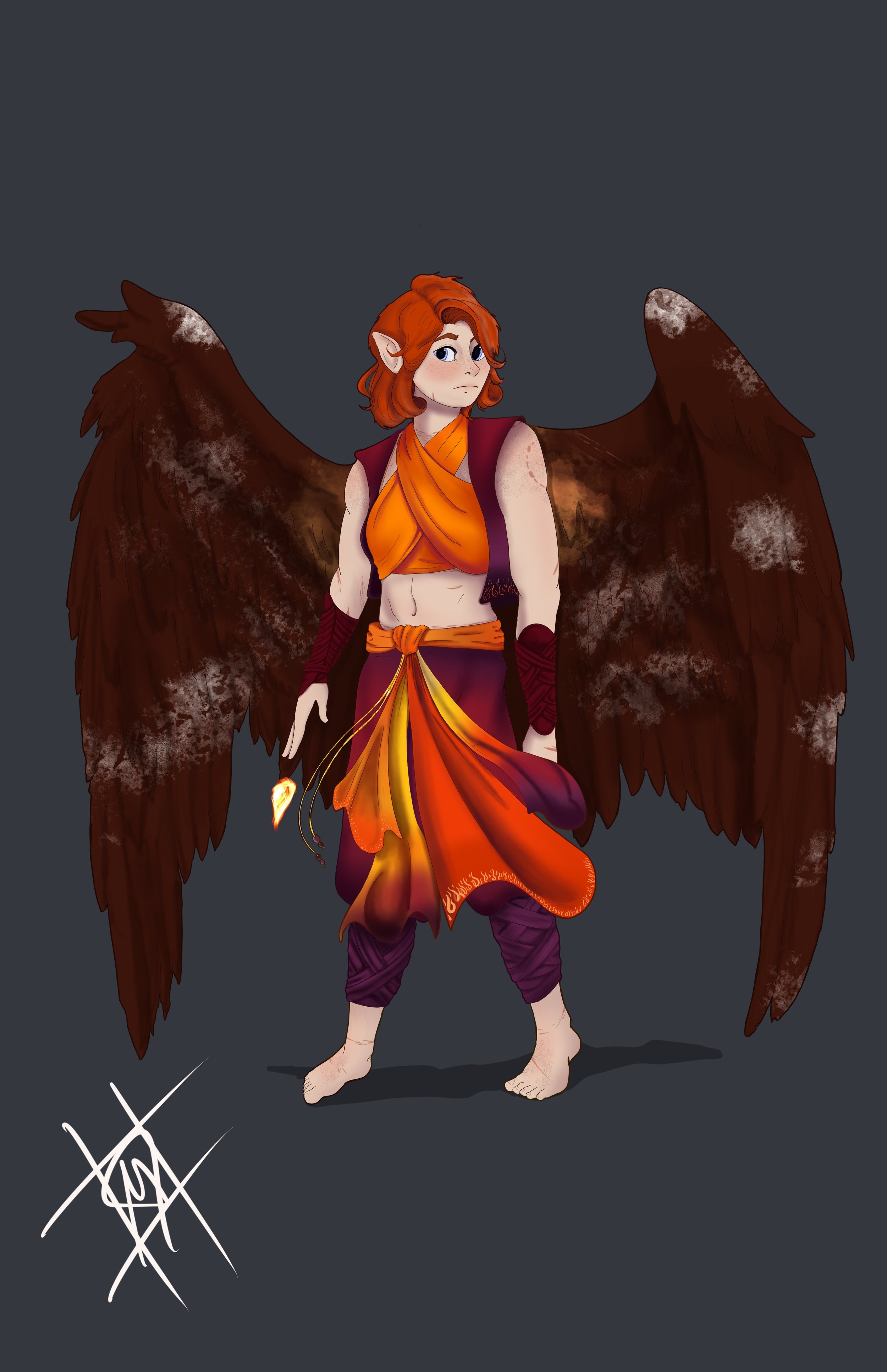 An original character design, complete with props and accents